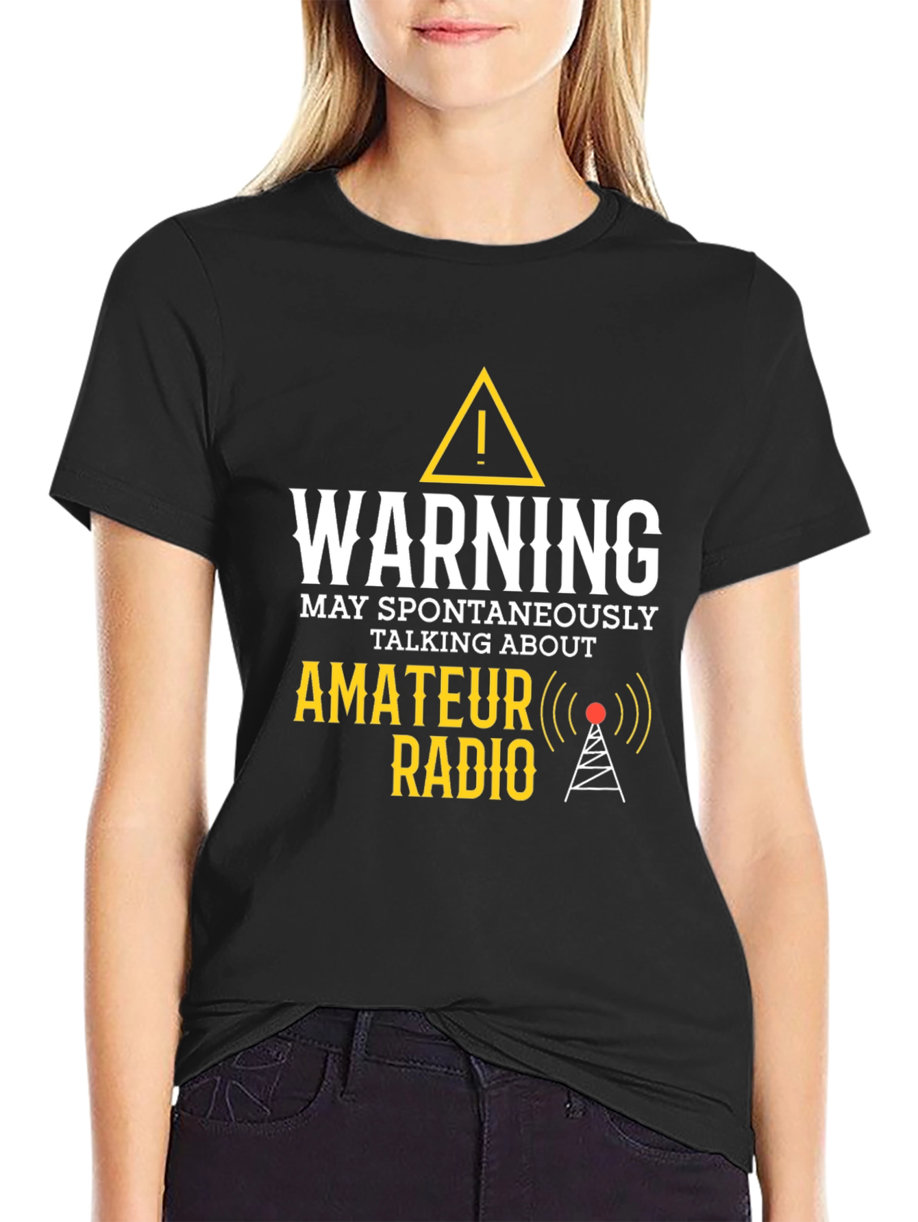Black Warning: Amateur Radio T-Shirt - Funny Ham Radio Operator Tee view 2