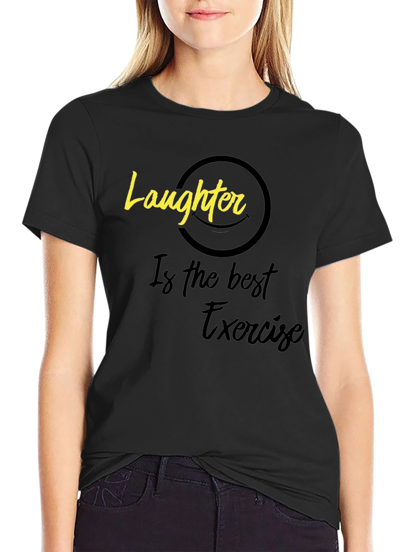 Black Laughter is the Best Exercise Graphic Tee - Unisex view 2