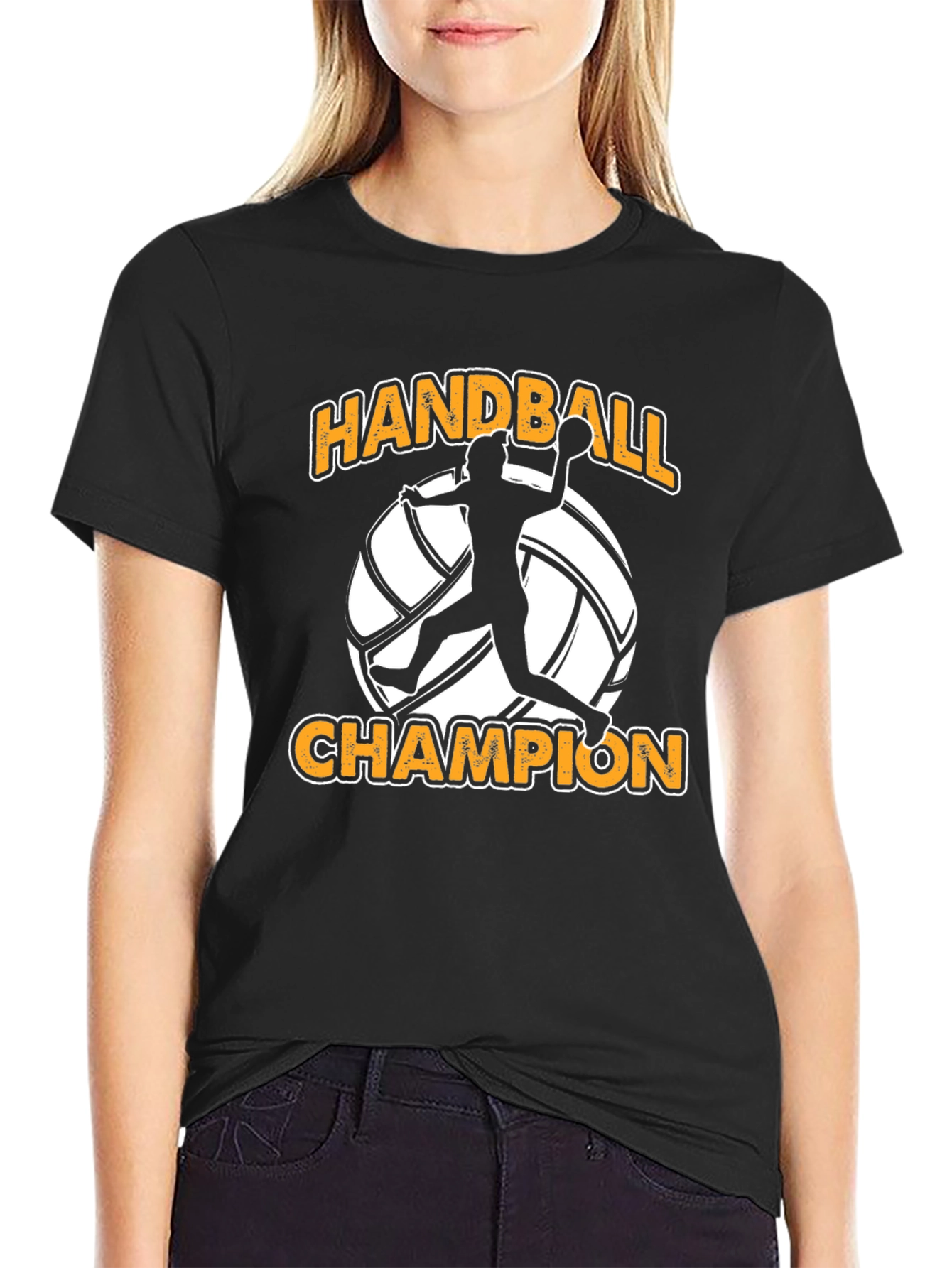 Black Handball Champion Black T-Shirt for Sports Fans view 2