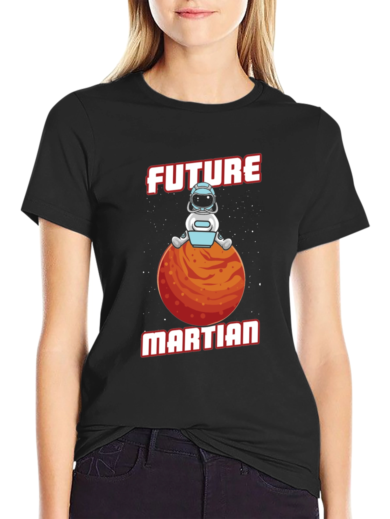 Black Future Martian T-Shirt - Space Astronaut Tee view 2