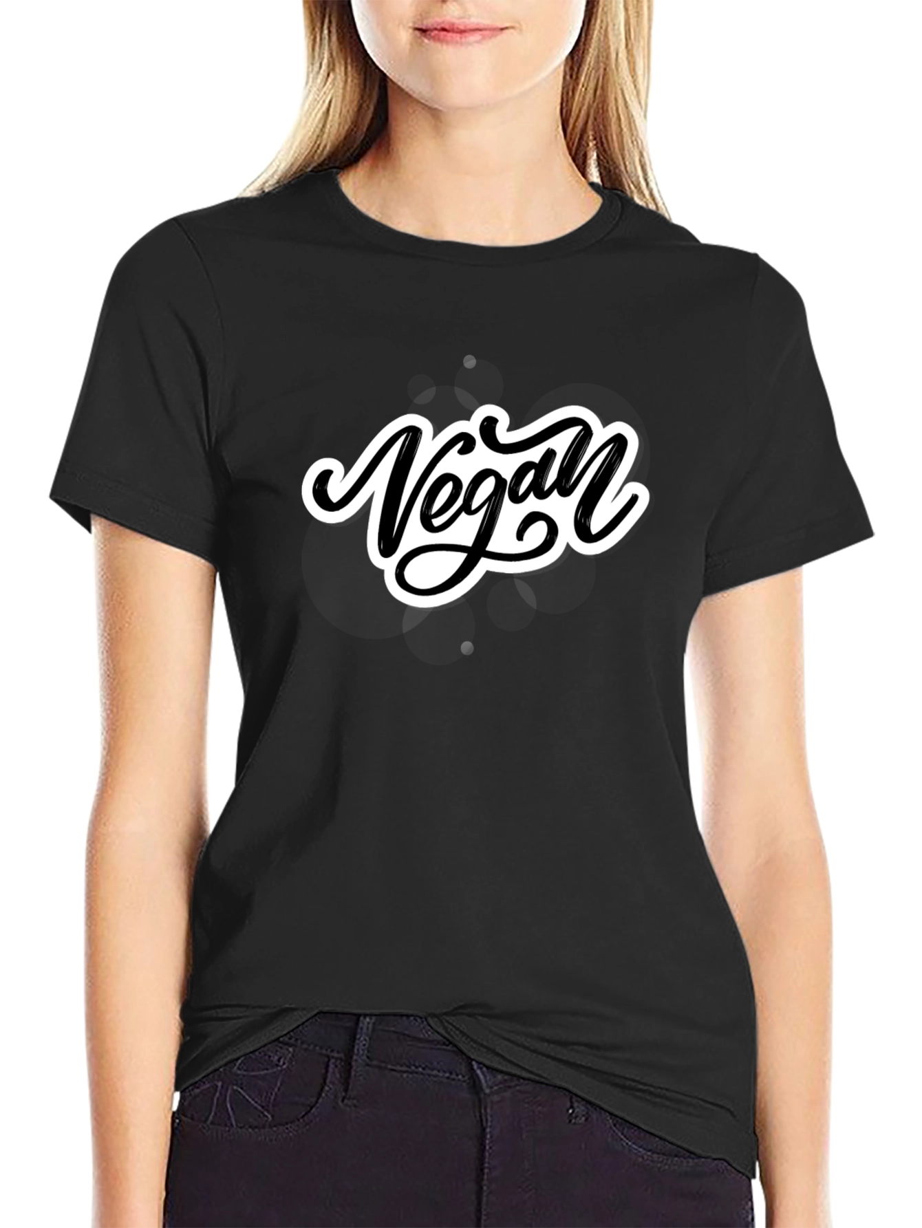 Black Vegan Script T-Shirt - Stylish & Comfortable view 2