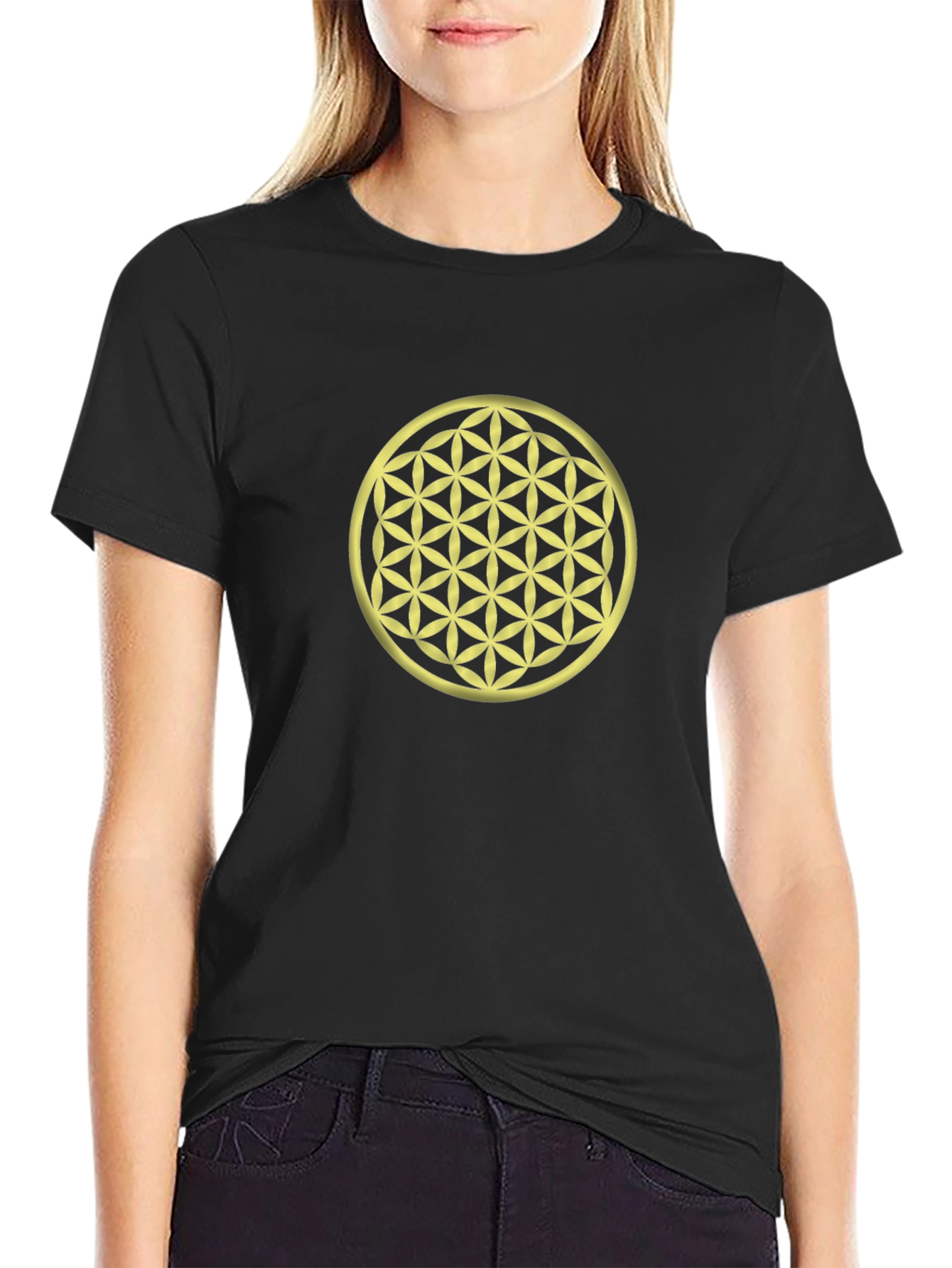 Black Flower of Life Graphic Tee - Black view 2
