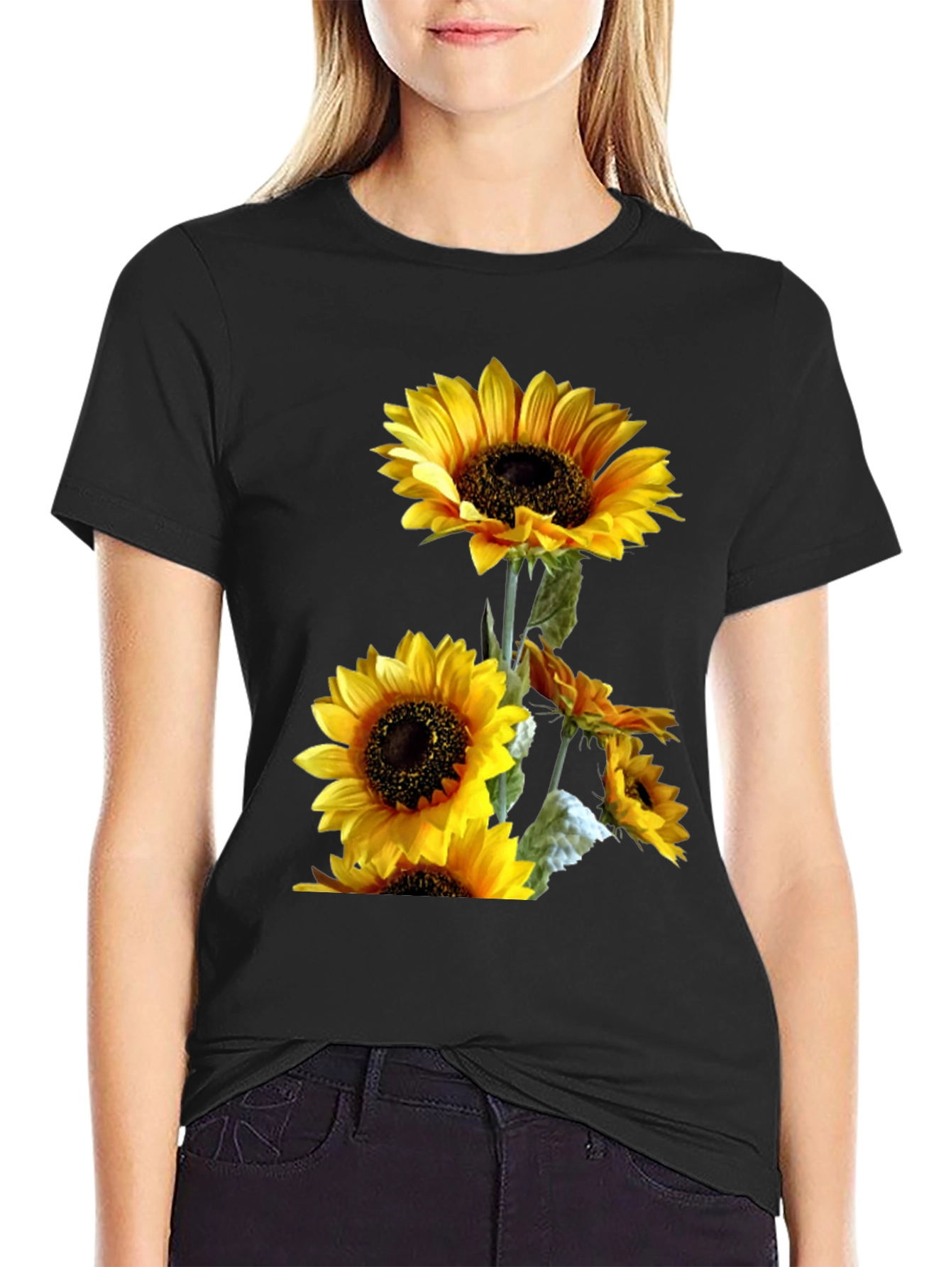 Black Sunflower Graphic T-Shirt view 2