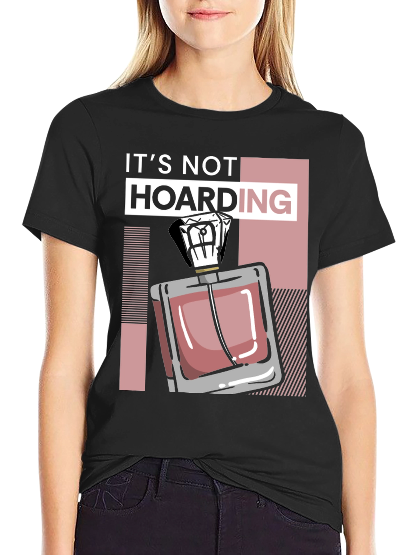 Black It's Not Hoarding Perfume Black T-Shirt view 2