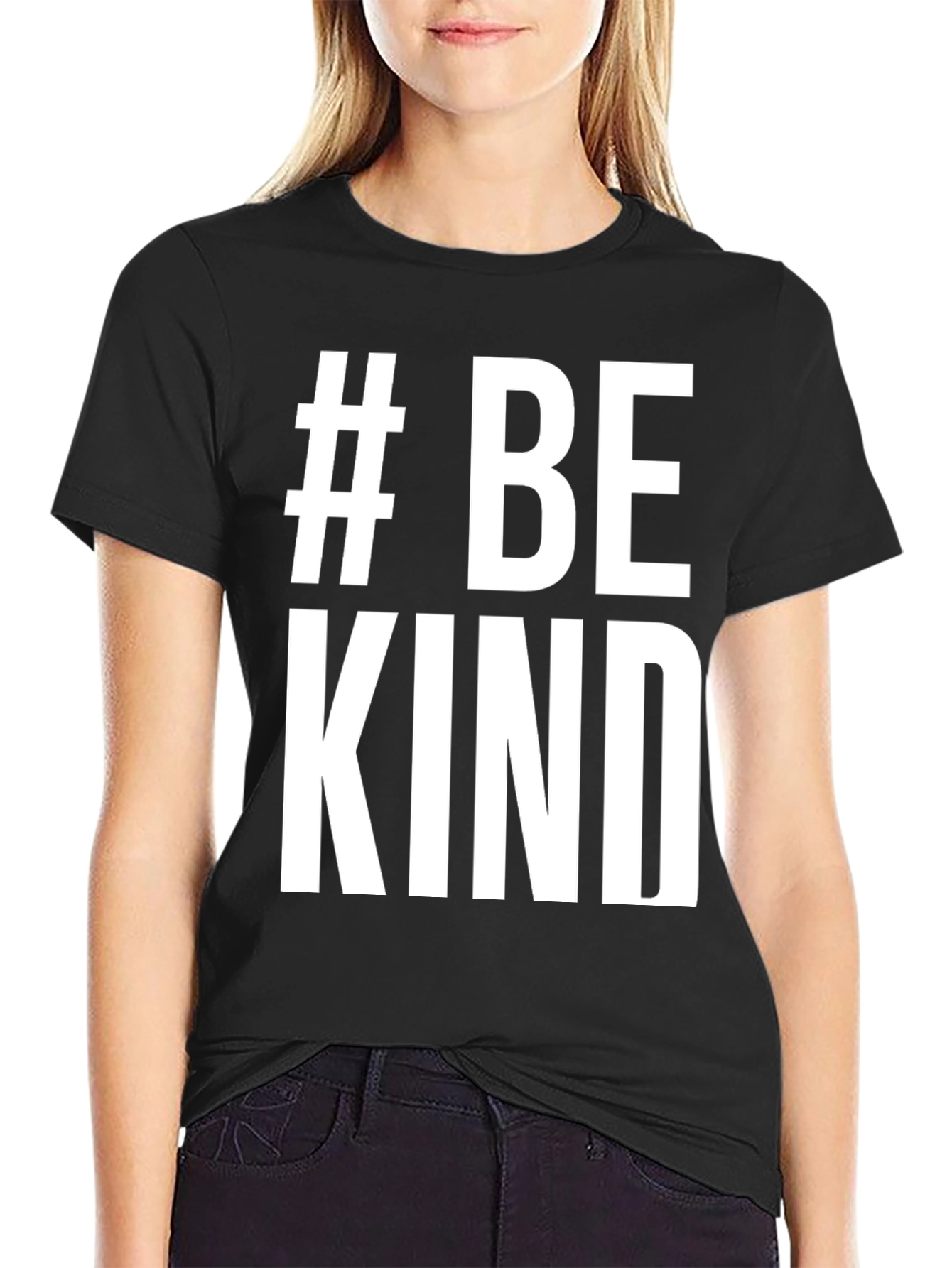 Black # Be Kind T-Shirt - Positive Message Tee view 2
