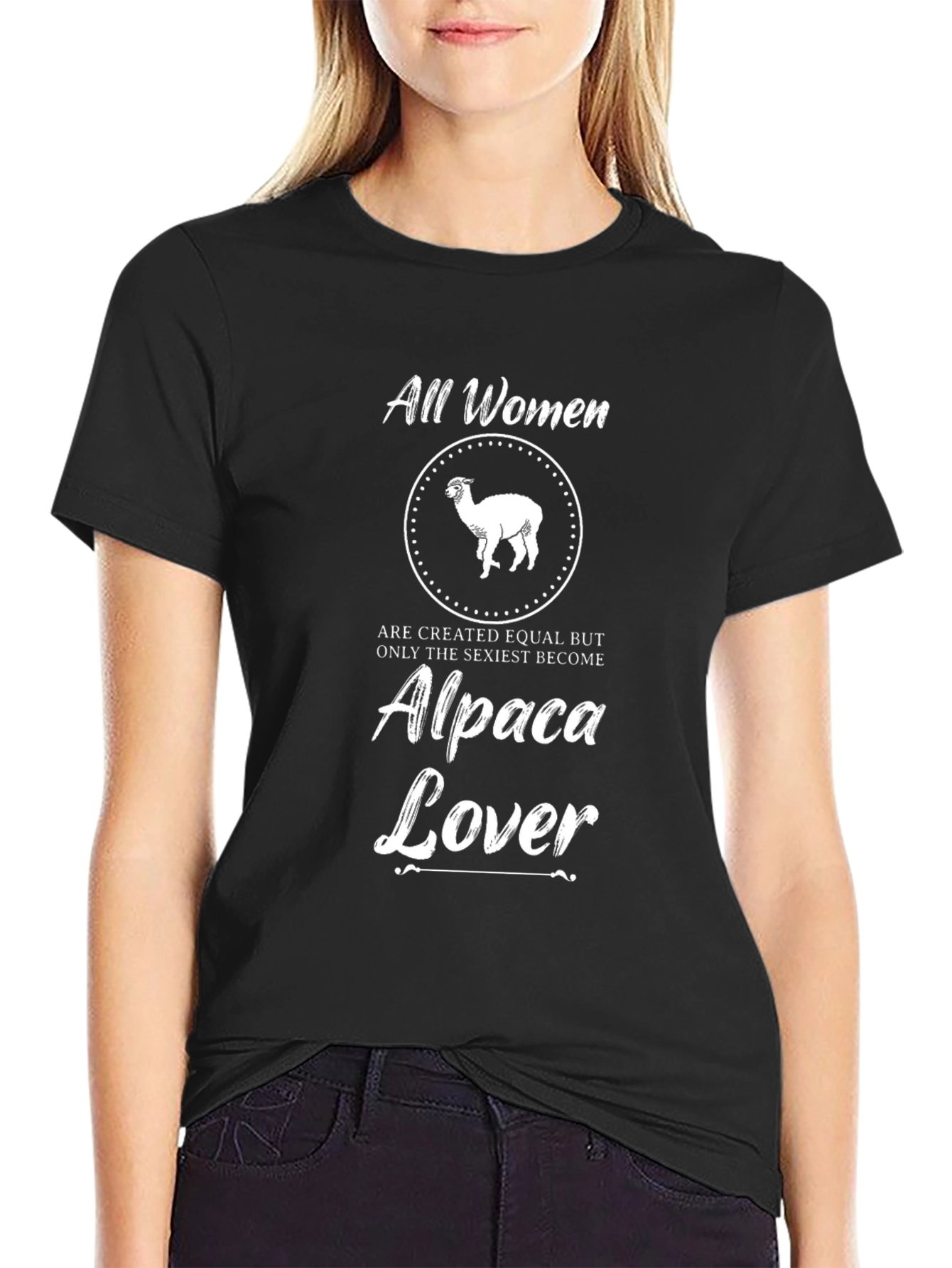 Black All Women Alpaca Lover Black T-Shirt view 2