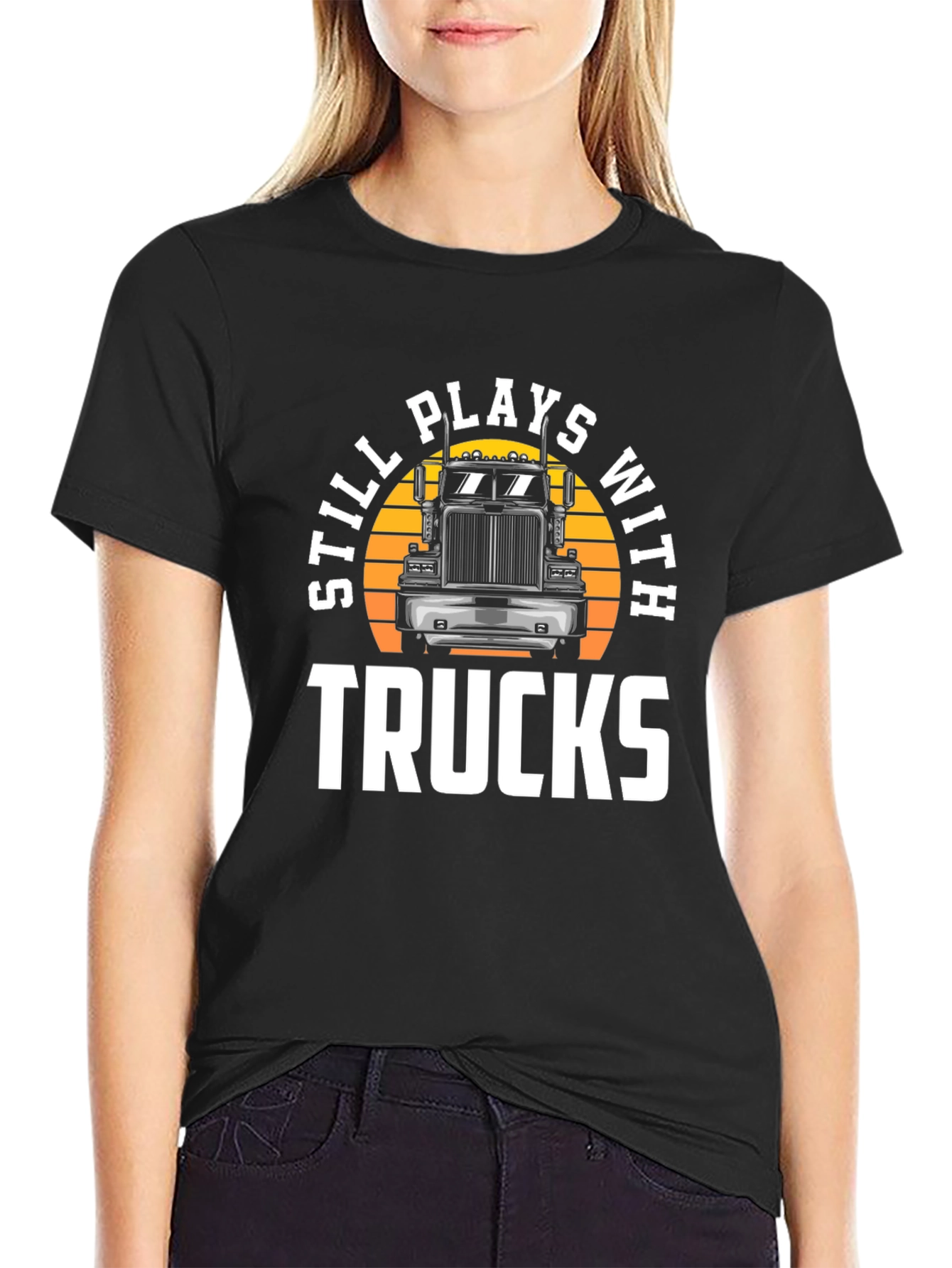 Black Still Plays With Trucks Graphic Tee view 2