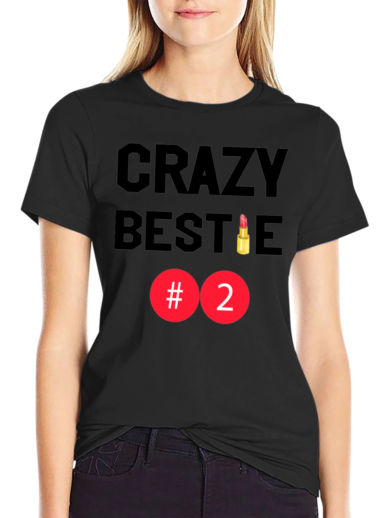 Black Crazy Bestie #2 Black Graphic Tee view 2