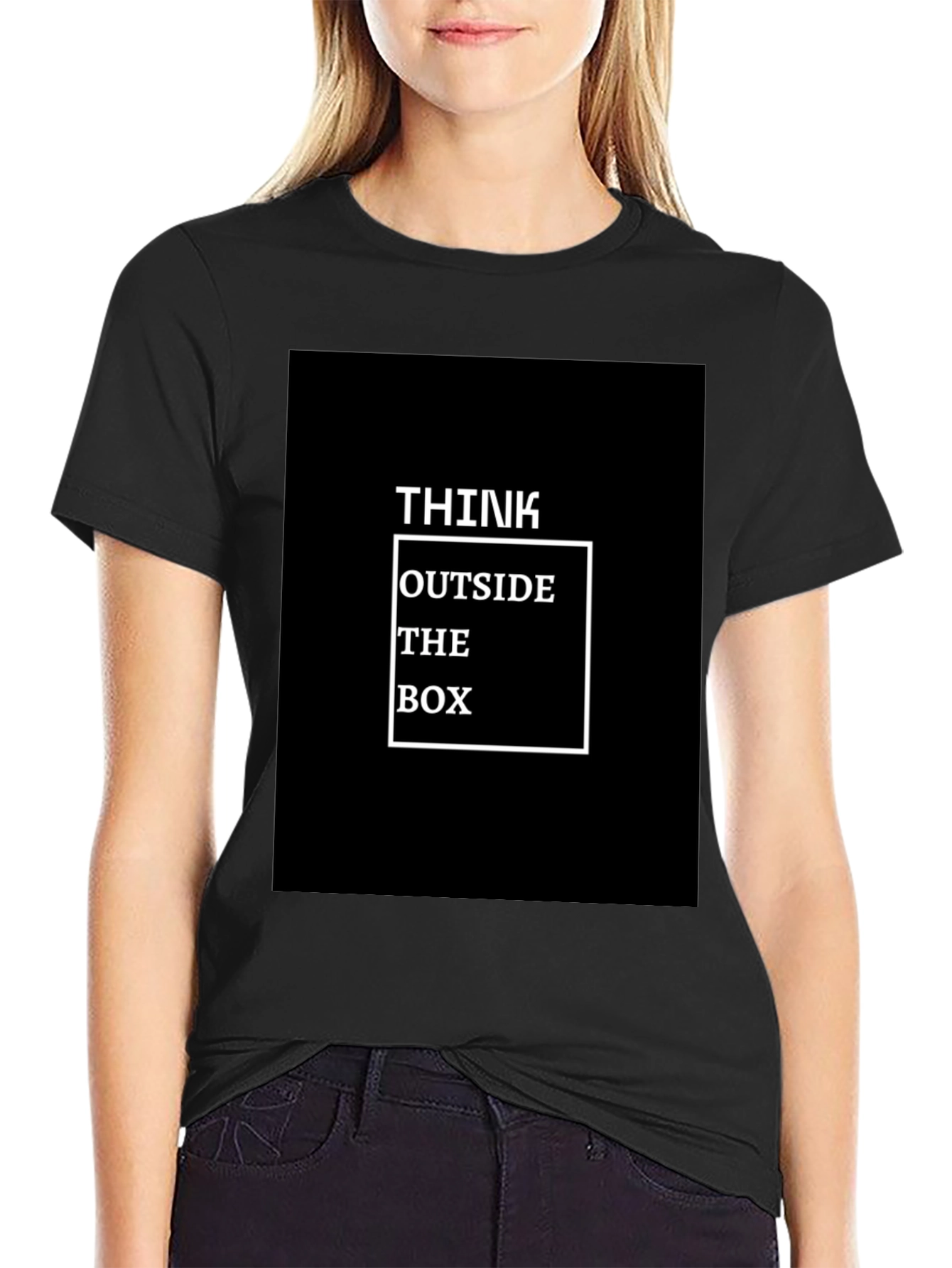 Black Think Outside The Box Graphic T-Shirt view 2