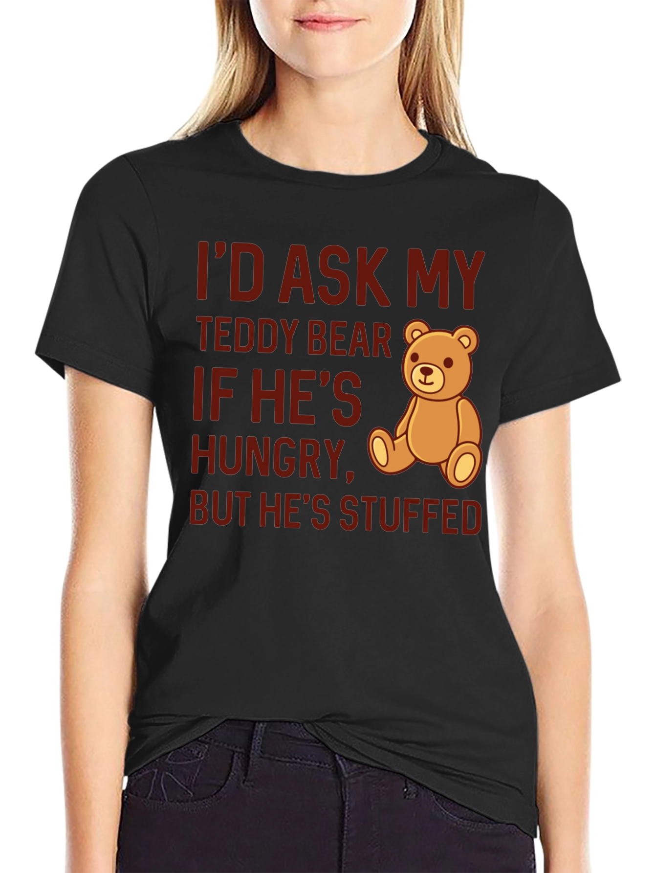 Black Funny Teddy Bear Stuffed T-Shirt view 2