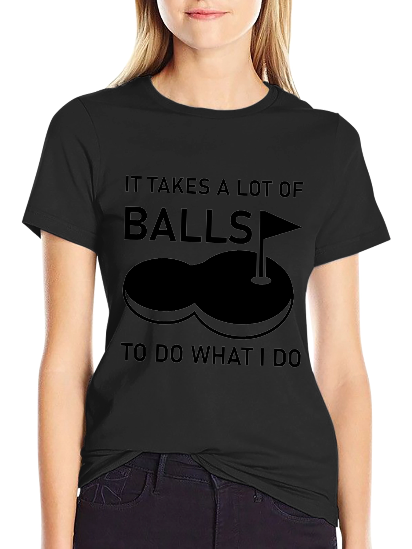 Black Funny Golf Balls T-Shirt - It Takes a Lot of Balls! view 2