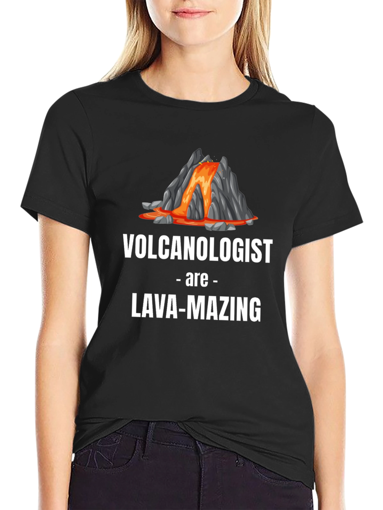Black Volcanologist Lava-Mazing Funny Graphic T-Shirt view 2