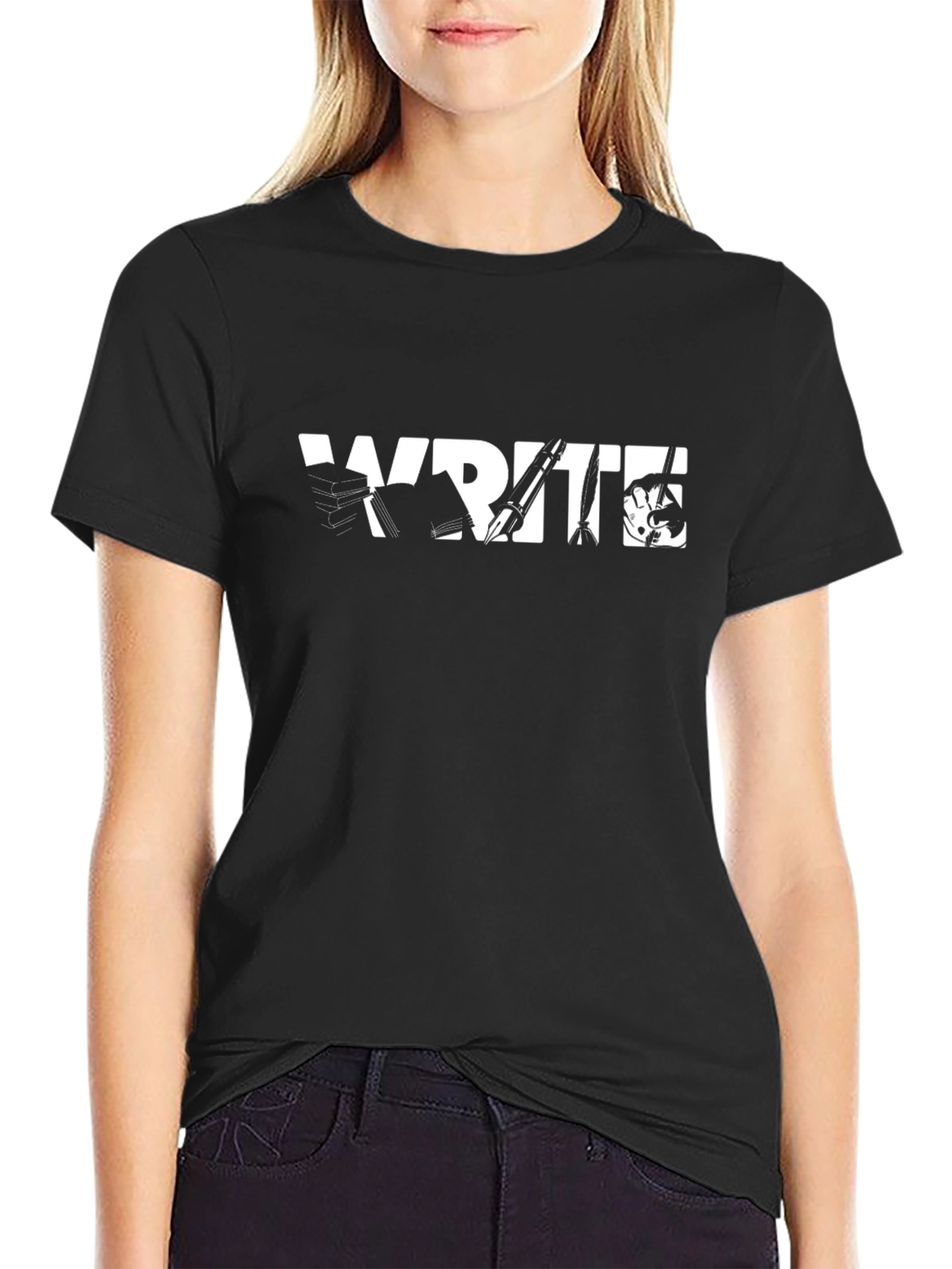 Black Write T-Shirt - Novelist, Author, Poet Apparel view 2