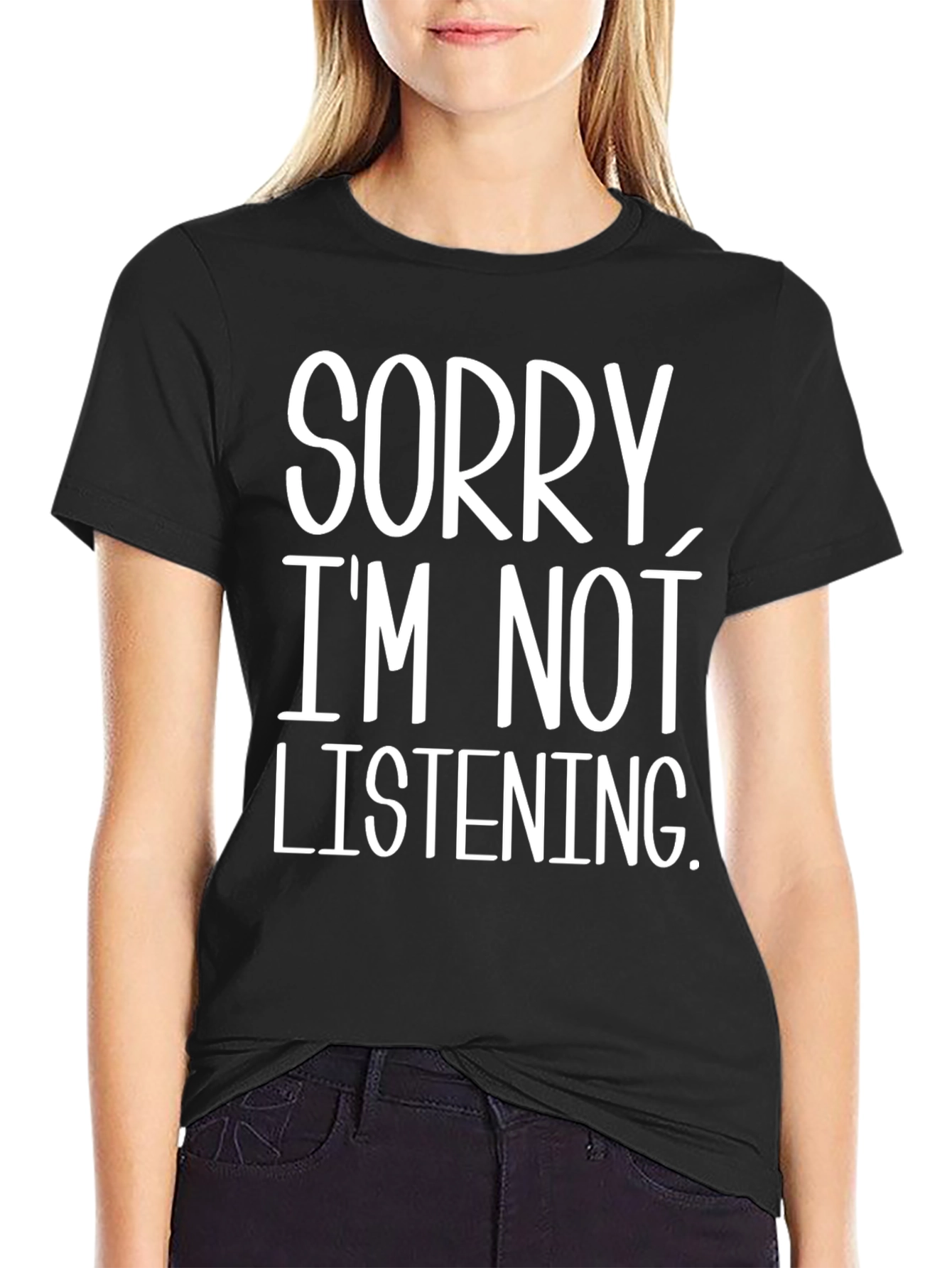 Black Sorry I'm Not Listening Graphic Tee view 2