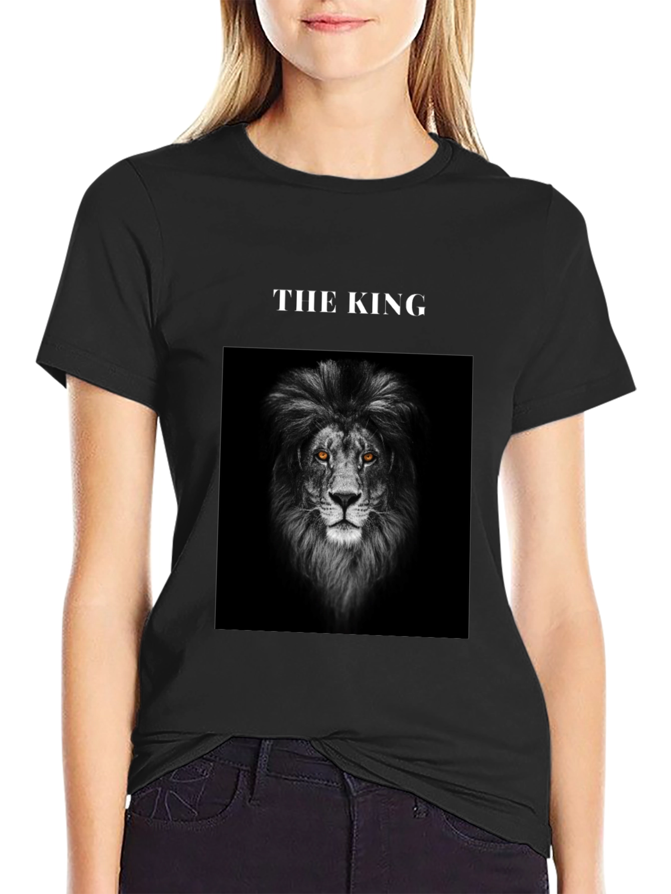 Black The King Lion Graphic Tee - Black view 2