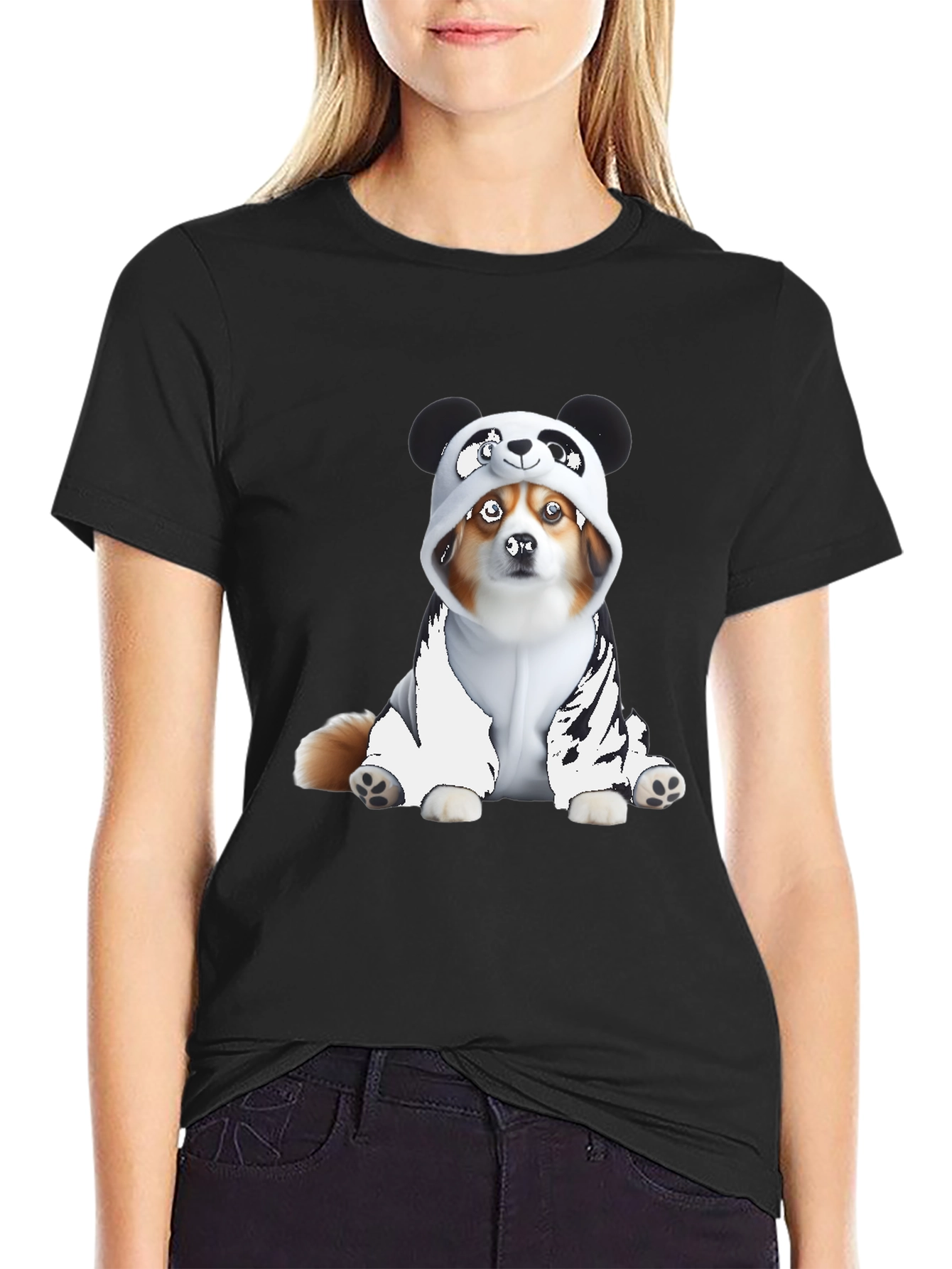 Black Panda Dog Graphic Tee view 2