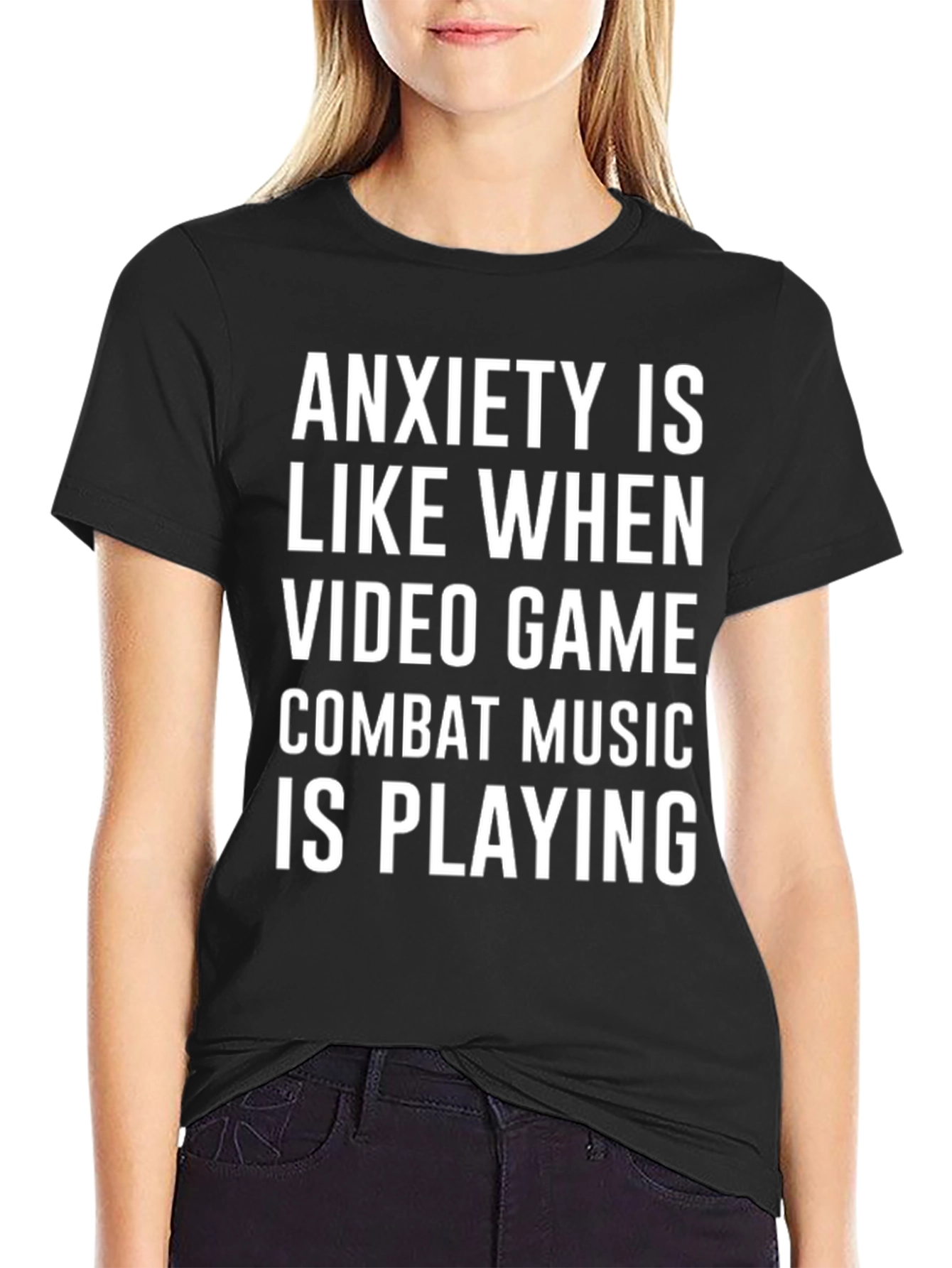 Black Anxiety Combat Music T-Shirt - Gamer Tee view 2