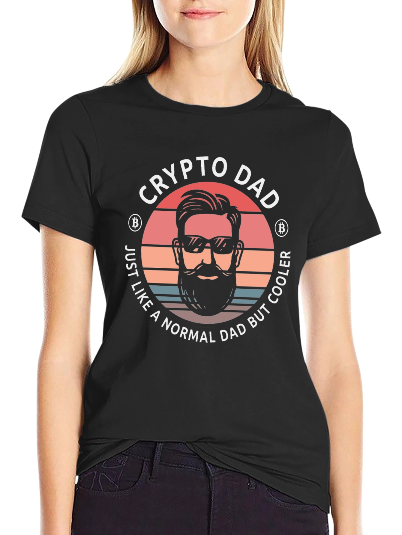 Black Crypto Dad Graphic T-Shirt - Cool Bitcoin Father's Day Tee view 2
