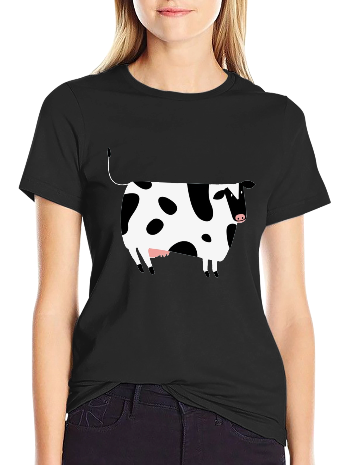 Black Black Cow Print T-Shirt - Unisex view 2