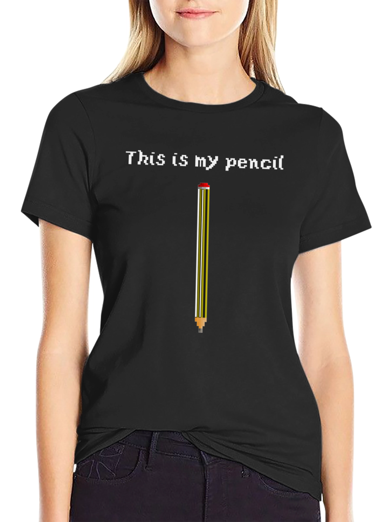 Black This Is My Pencil T-Shirt - Funny Graphic Tee view 2