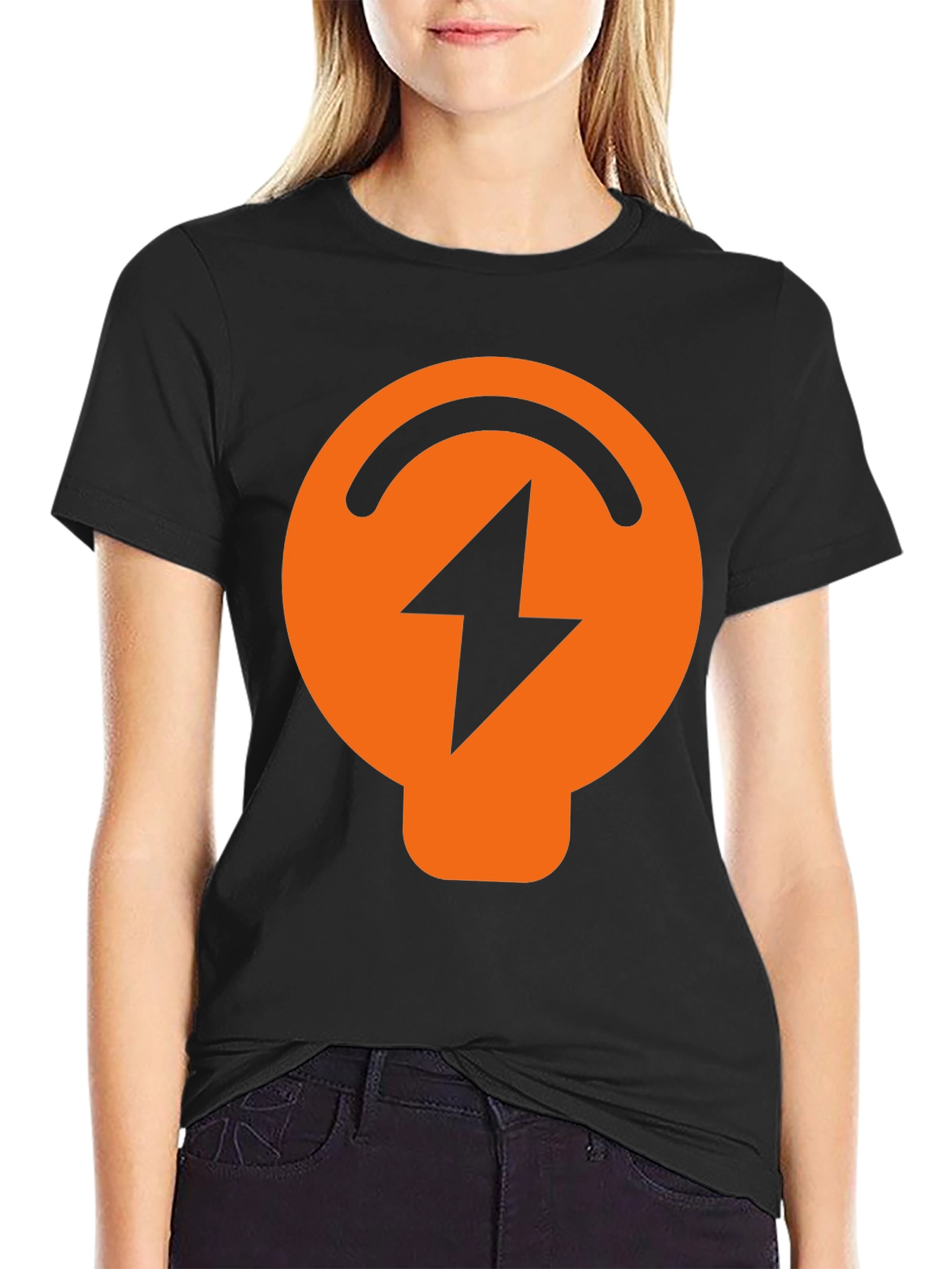 Black Electric Symbol Graphic Black T-Shirt view 2