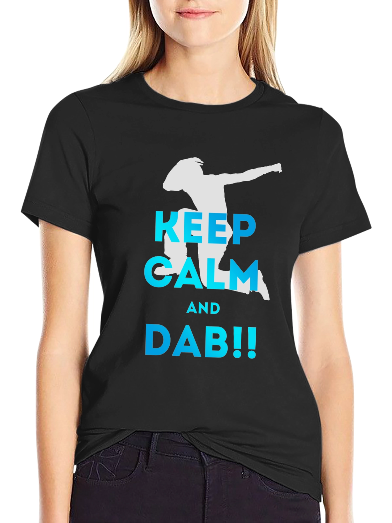 Black Keep Calm and Dab! Men's Black T-Shirt view 2