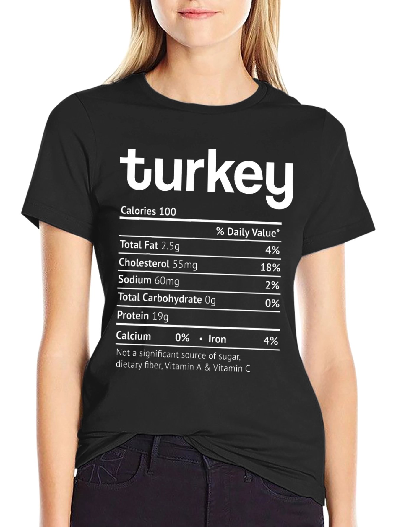 Black Turkey Nutrition Facts T-Shirt - Funny Thanksgiving Tee view 2