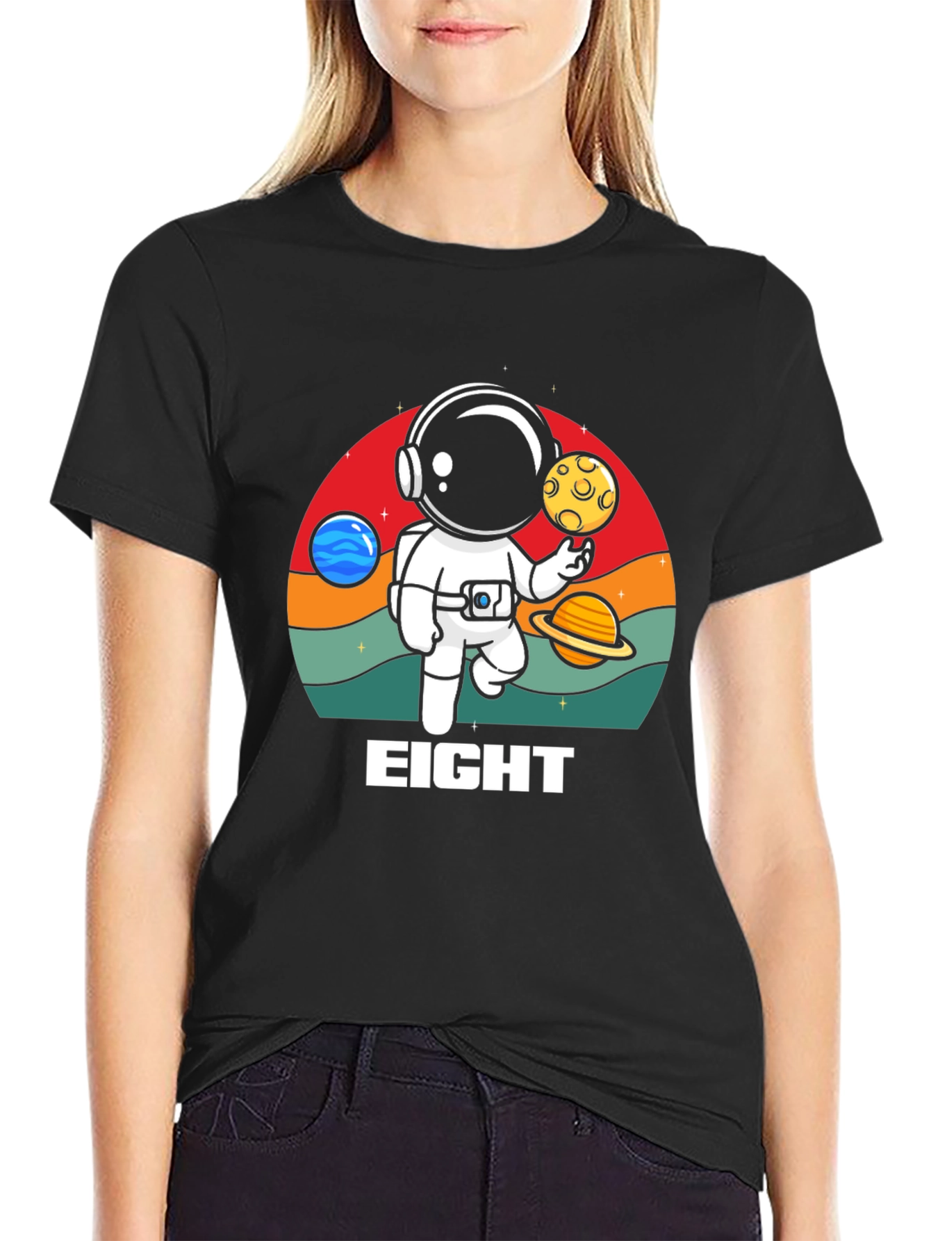 Black Astronaut Birthday T-Shirt - "Eight" view 2