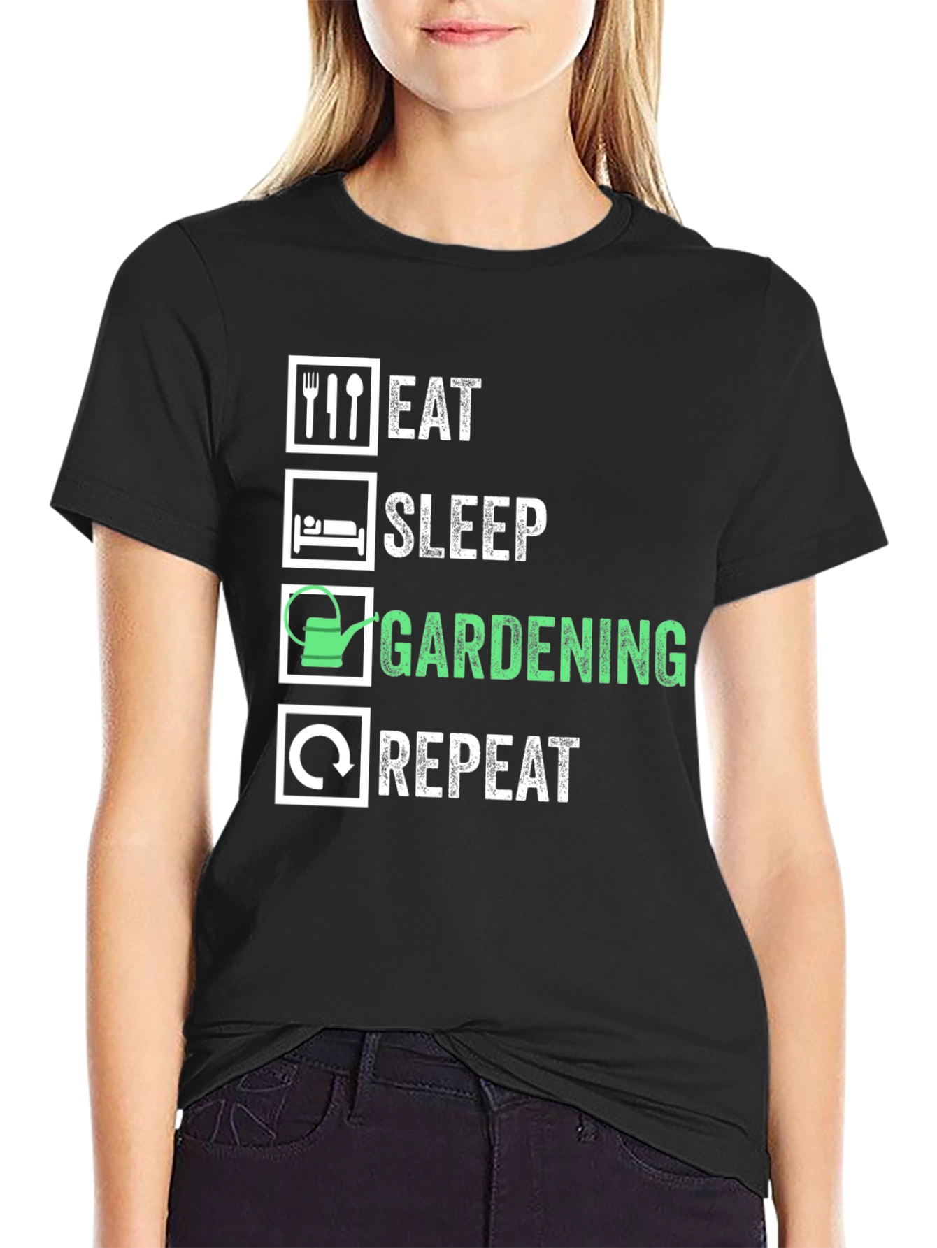 Eat Sleep Gardening Repeat Graphic Tee - Black - 2