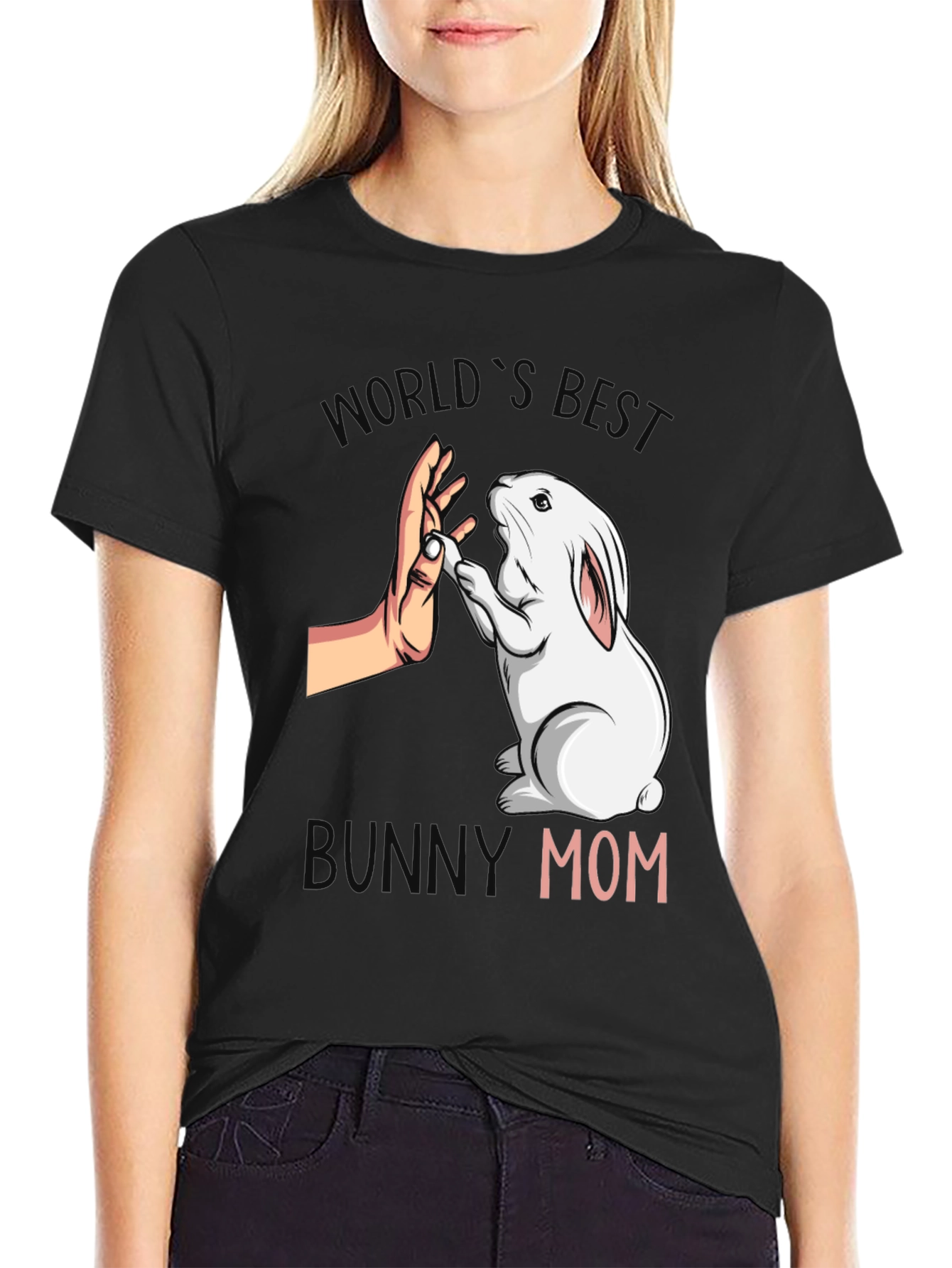Black World's Best Bunny Mom T-Shirt - Cute Pet Lover Tee view 2