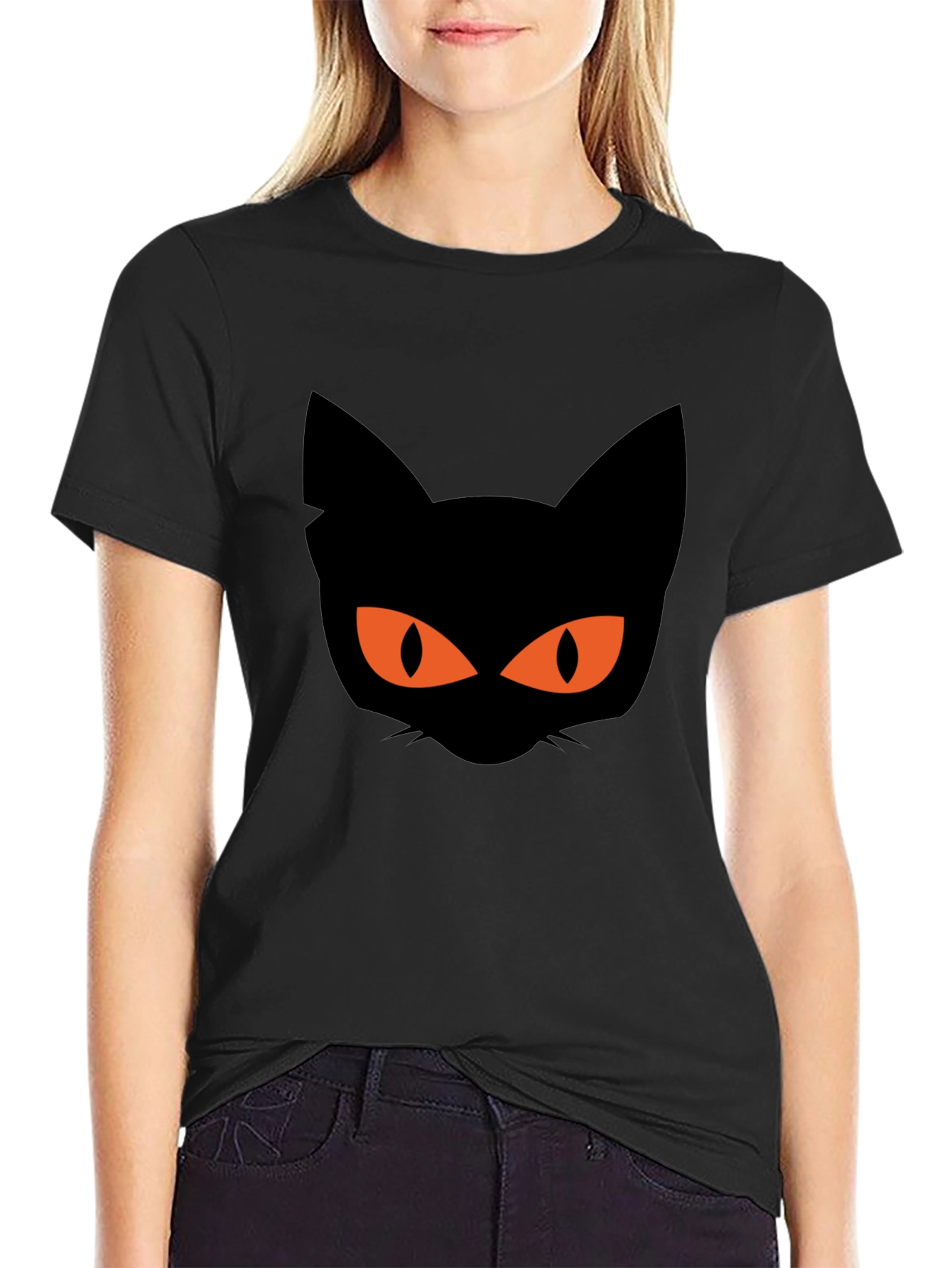 Black Black Cat Graphic Tee Halloween Shirt view 2