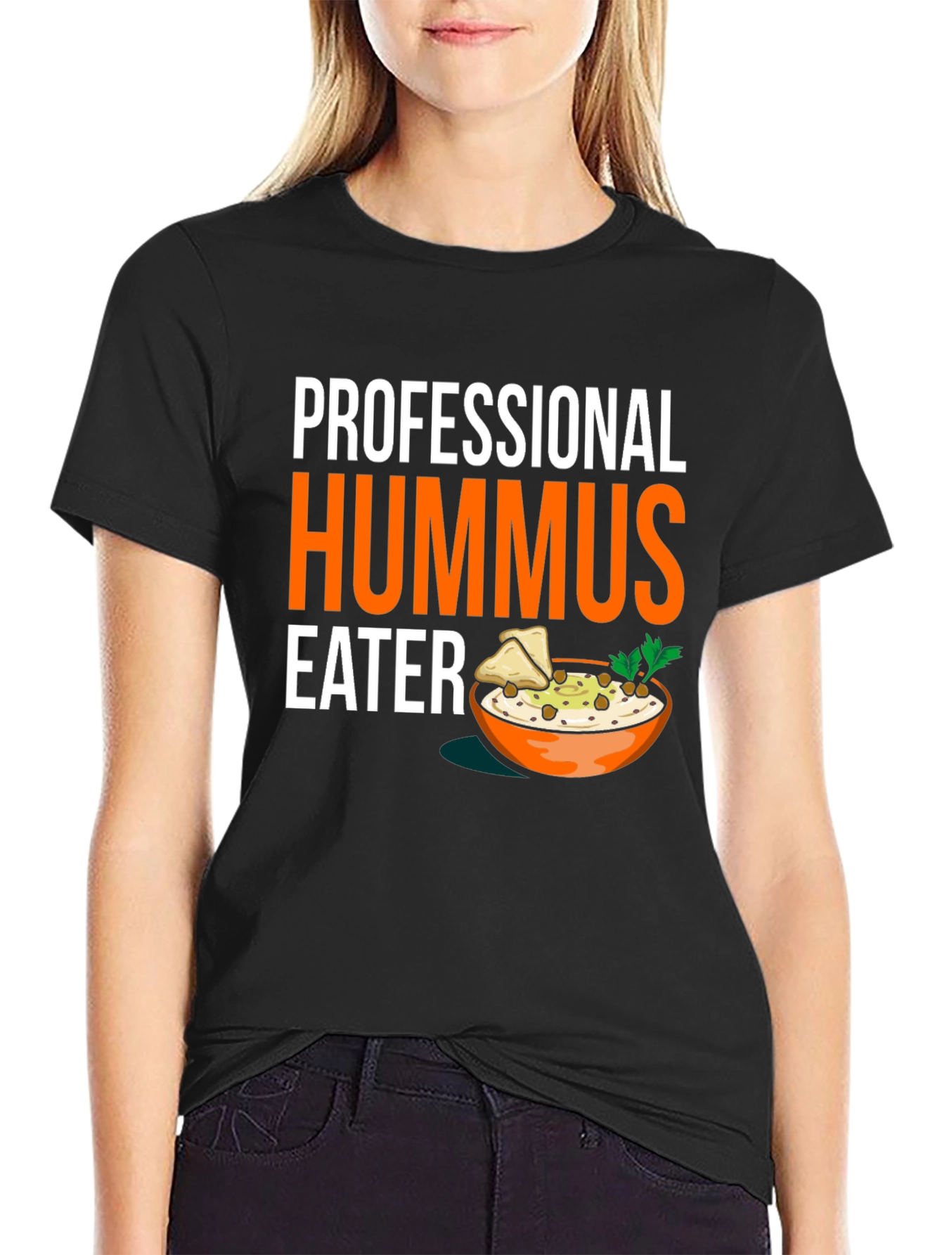 Black Professional Hummus Eater Graphic Tee view 2