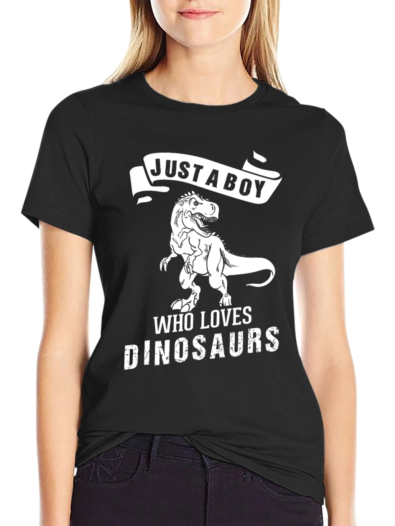 Black Boy's Dinosaur T-Shirt - Just A Boy Who Loves Dinosaurs view 2