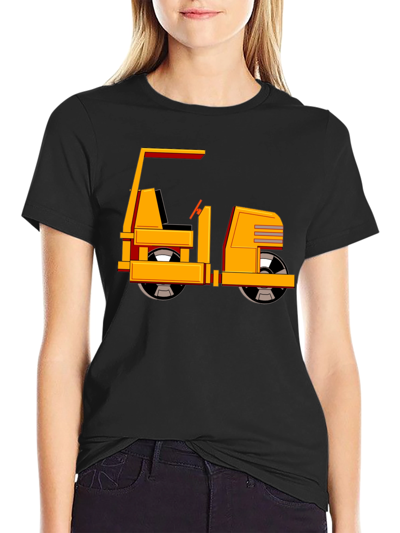Black Road Roller Graphic Tee - Black Cotton T-Shirt view 2