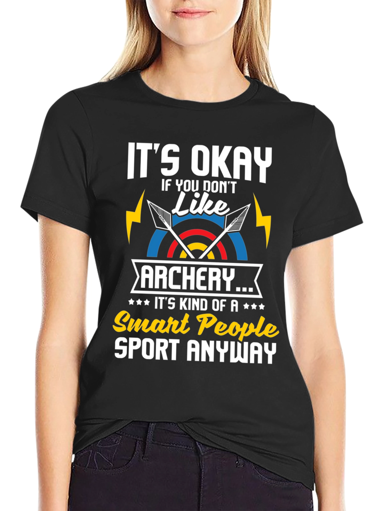 Black Archery Smart People T-Shirt view 2