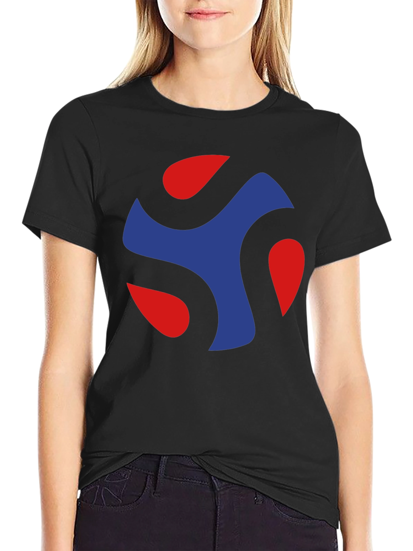Black Abstract Swirl Graphic Black T-Shirt view 2
