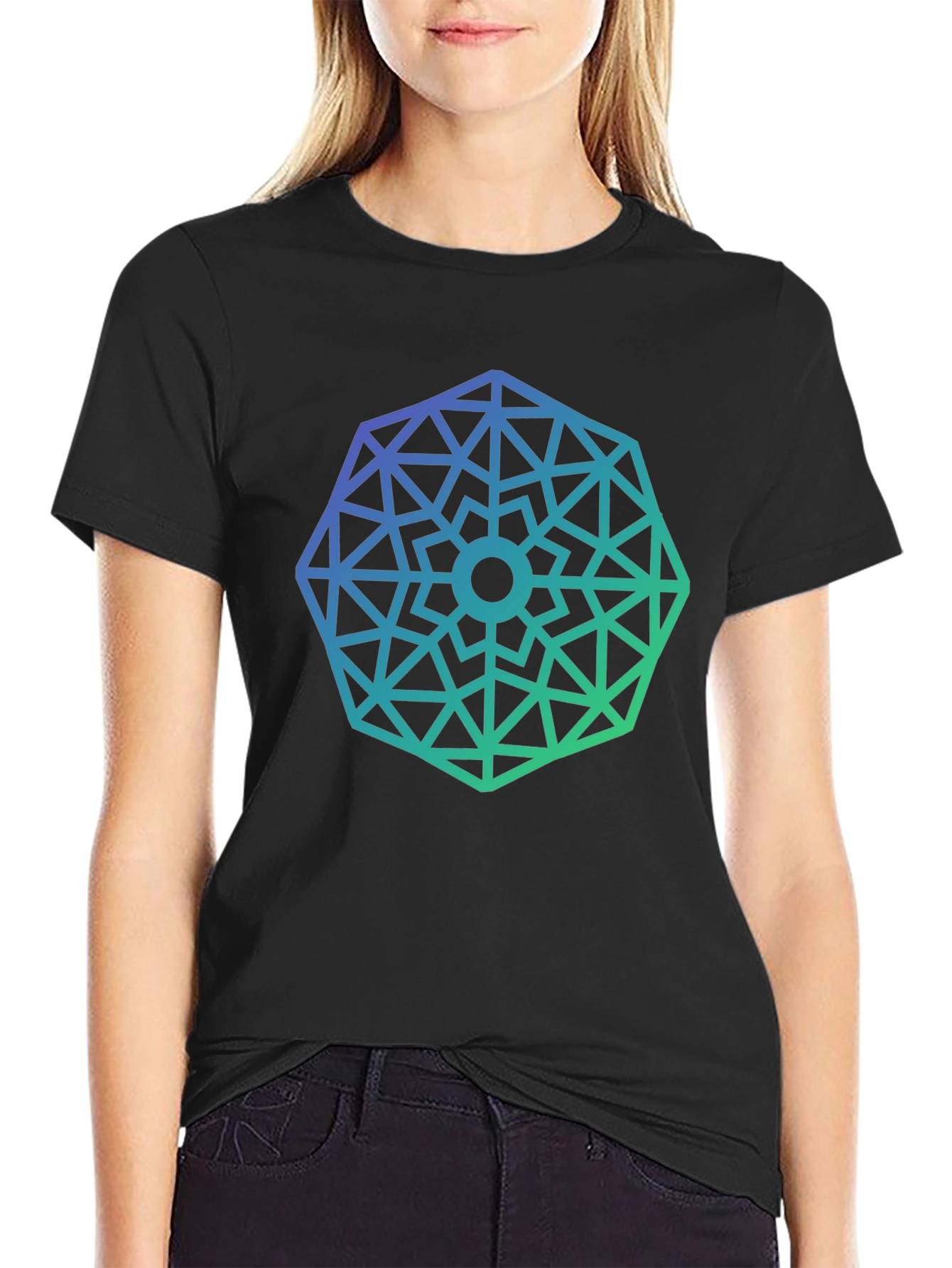 Black Geometric Gradient Tee - Modern Style view 2