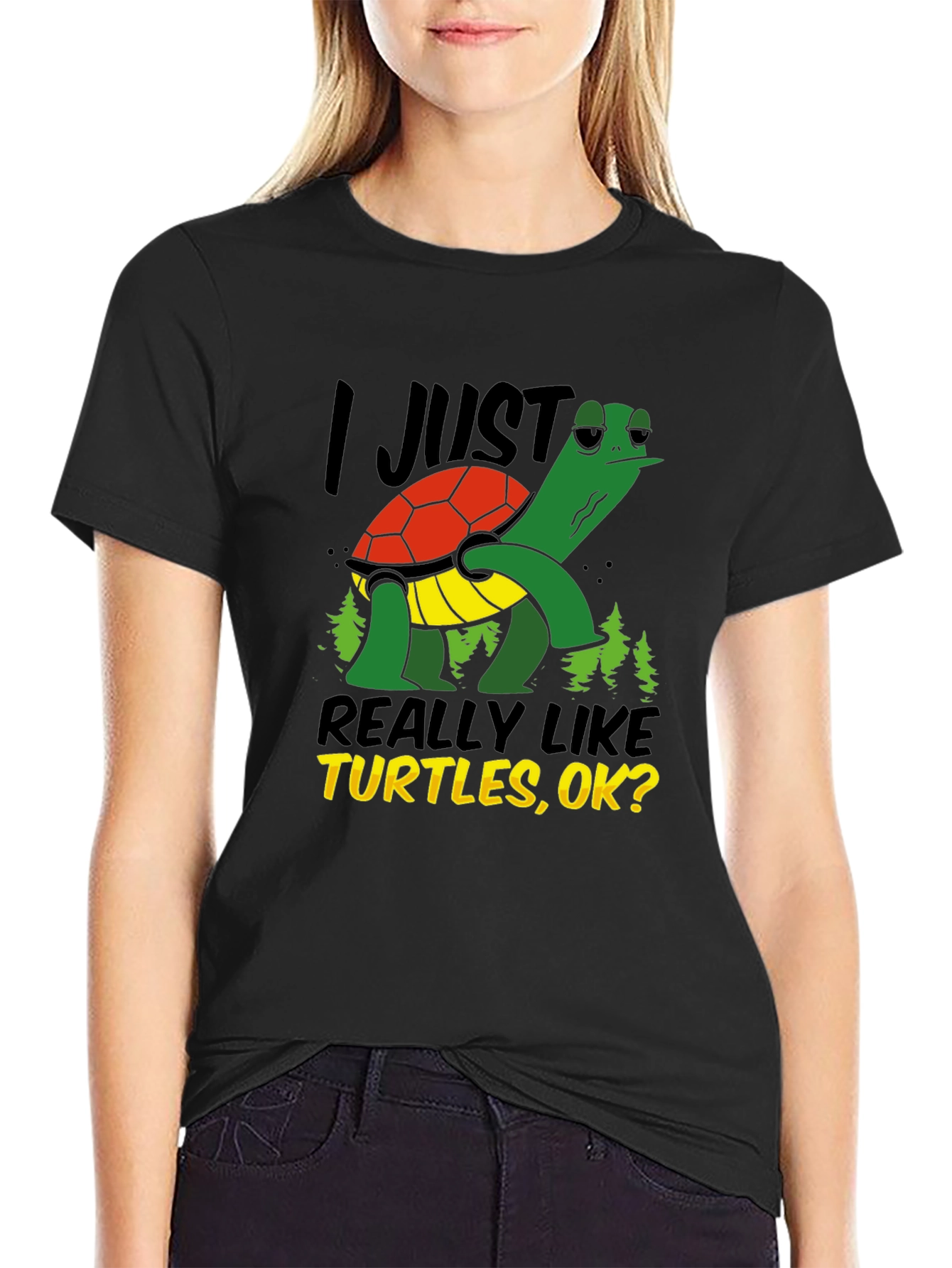 Black I Just Really Like Turtles Graphic Tee view 2