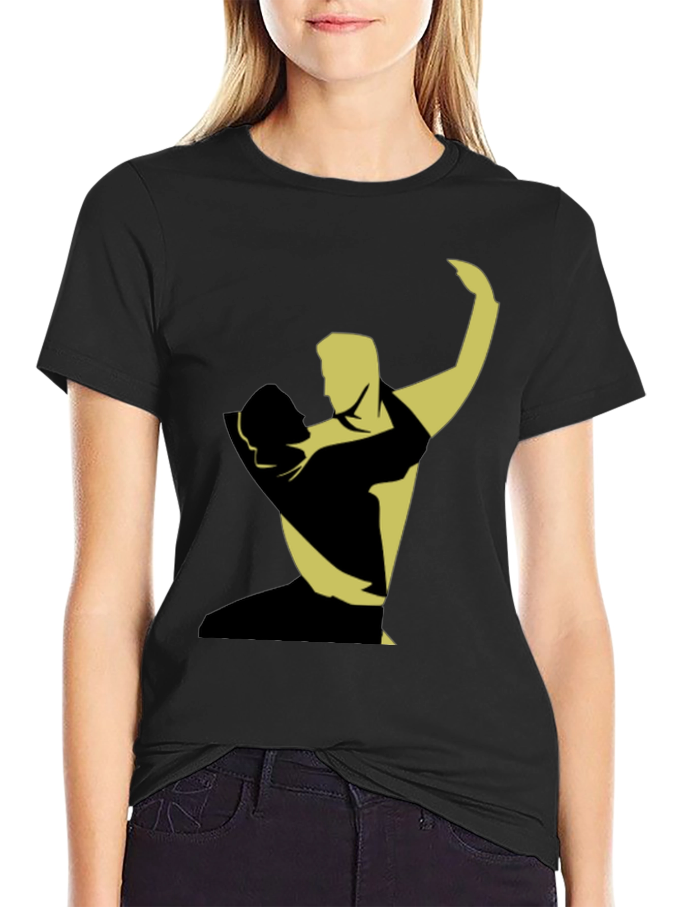 Black Tango Silhouette Graphic Tee - Black Cotton Blend view 2