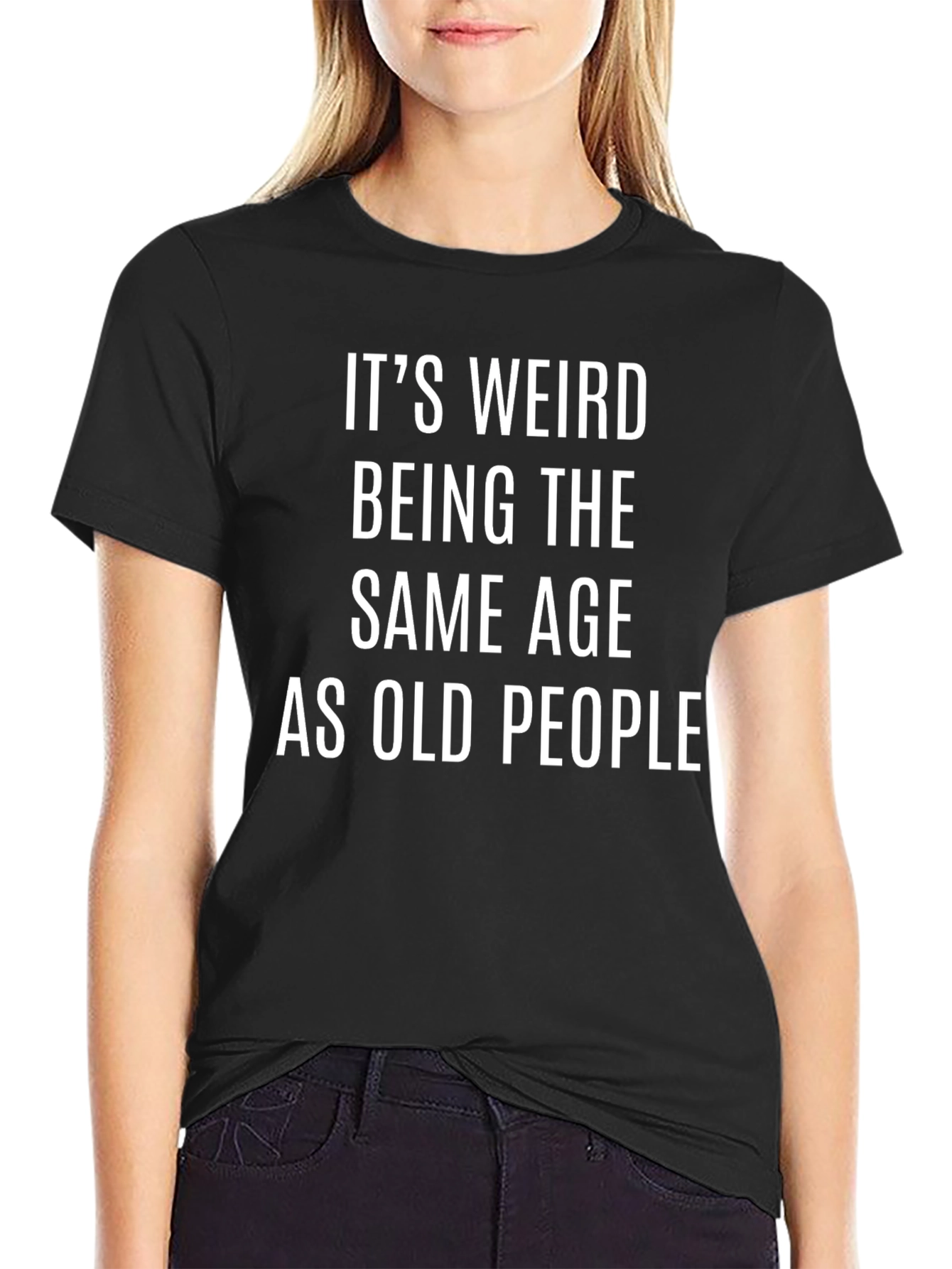 Black Funny "Same Age as Old People" Graphic Tee view 2