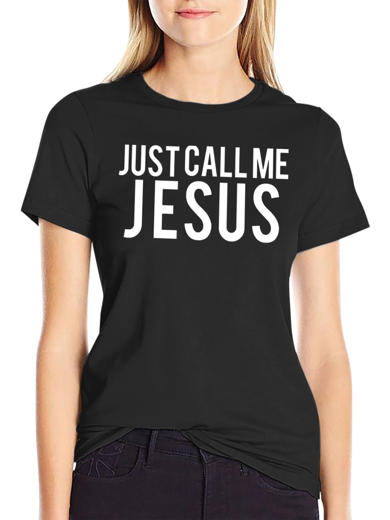 Black Just Call Me Jesus T-Shirt - Bold Statement Tee view 2