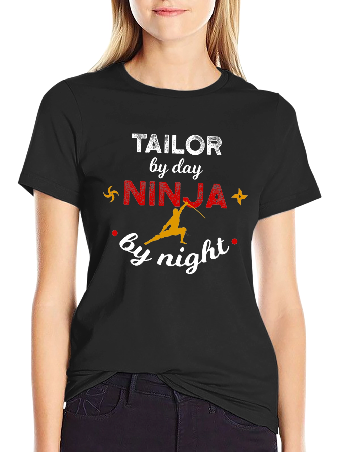 Black Tailor by Day Ninja by Night Black T-Shirt view 2