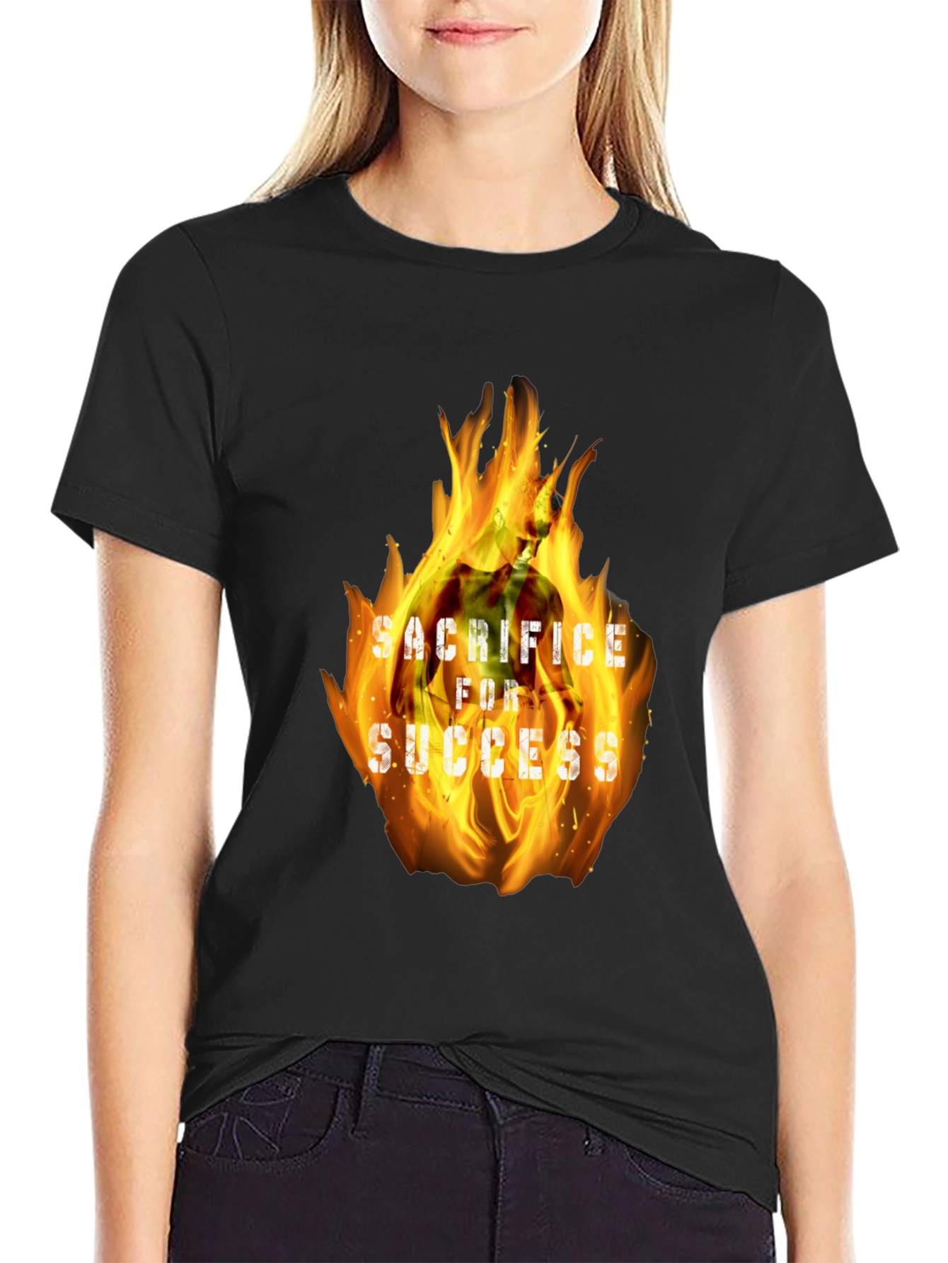 Black Sacrifice for Success Graphic Tee - Bold Motivational Design view 2