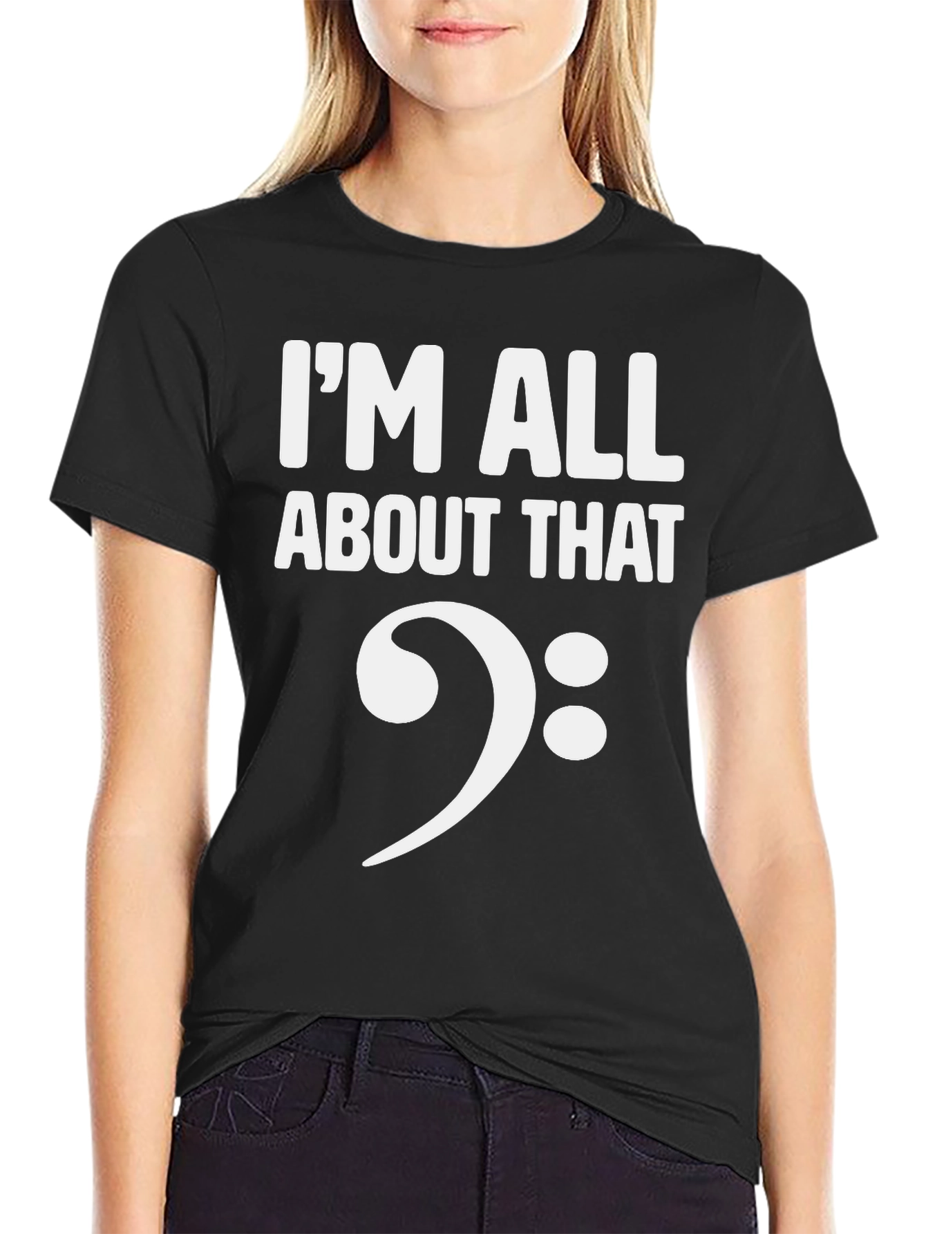 Black I'm All About That Bass Clef T-Shirt view 2