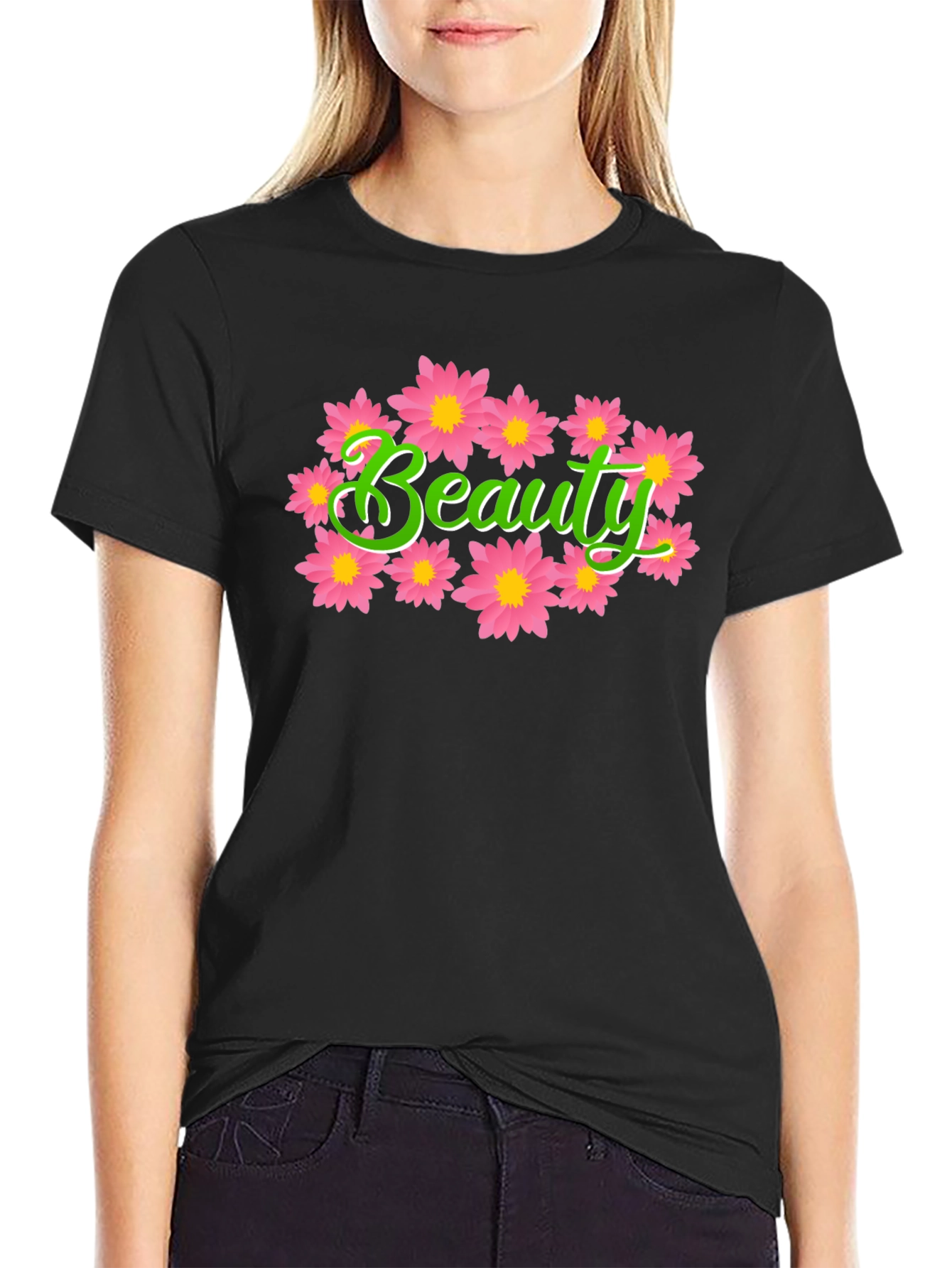 Black Beauty Floral Graphic T-Shirt - Stylish Comfort view 2