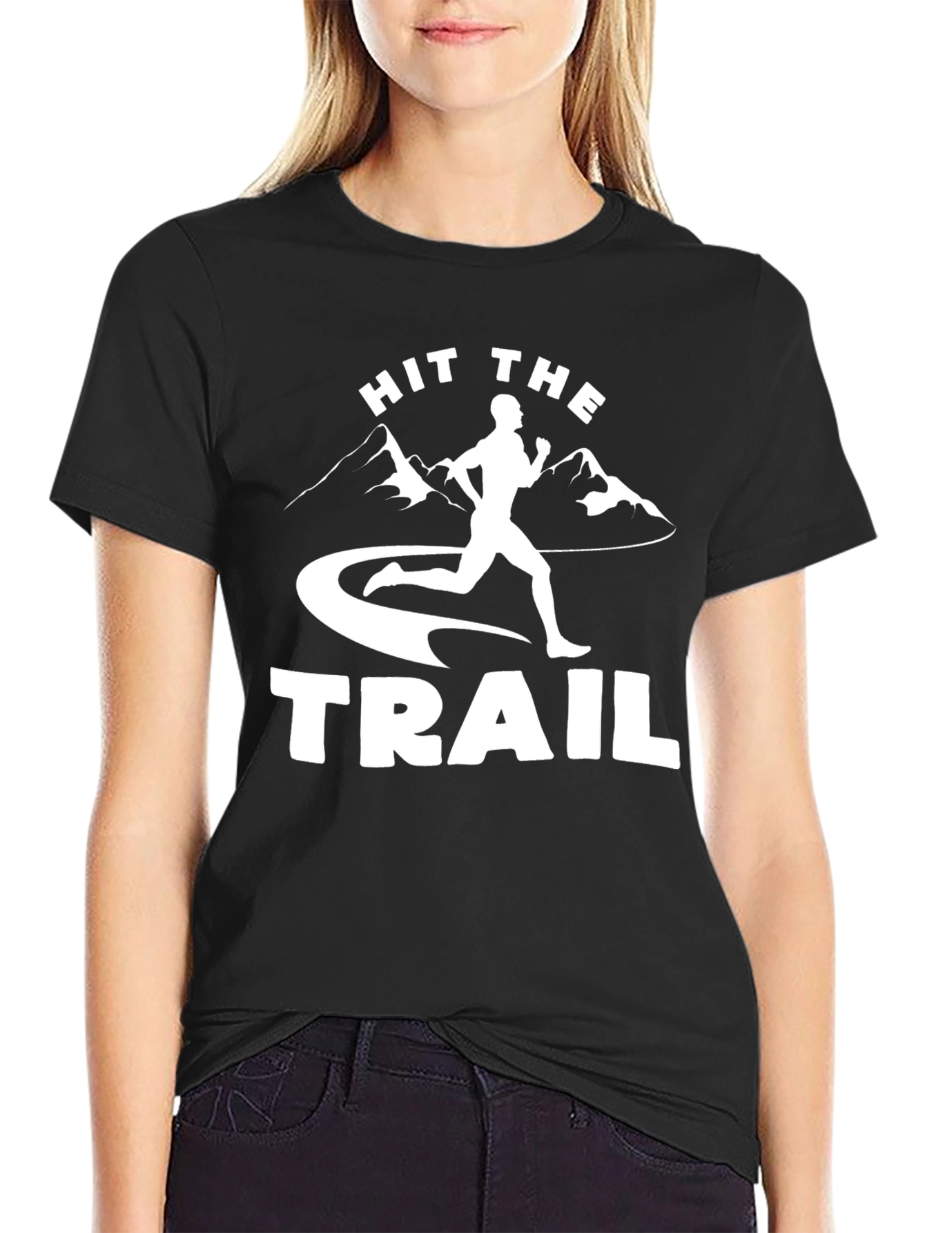Black Hit the Trail Black Graphic Tee for Runners view 2