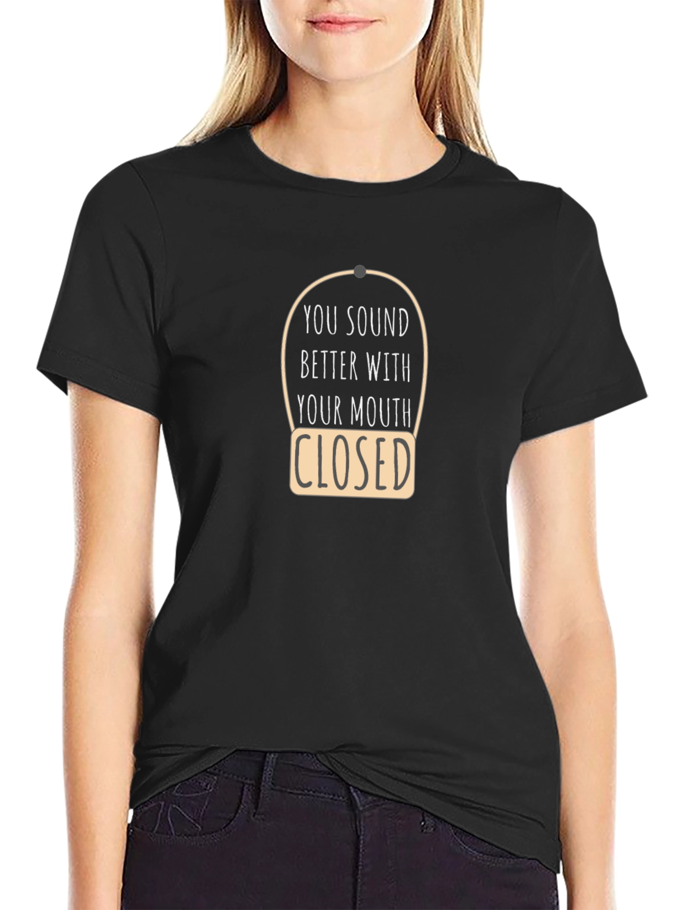 Black Sarcastic 'Closed Mouth' Graphic Tee view 2