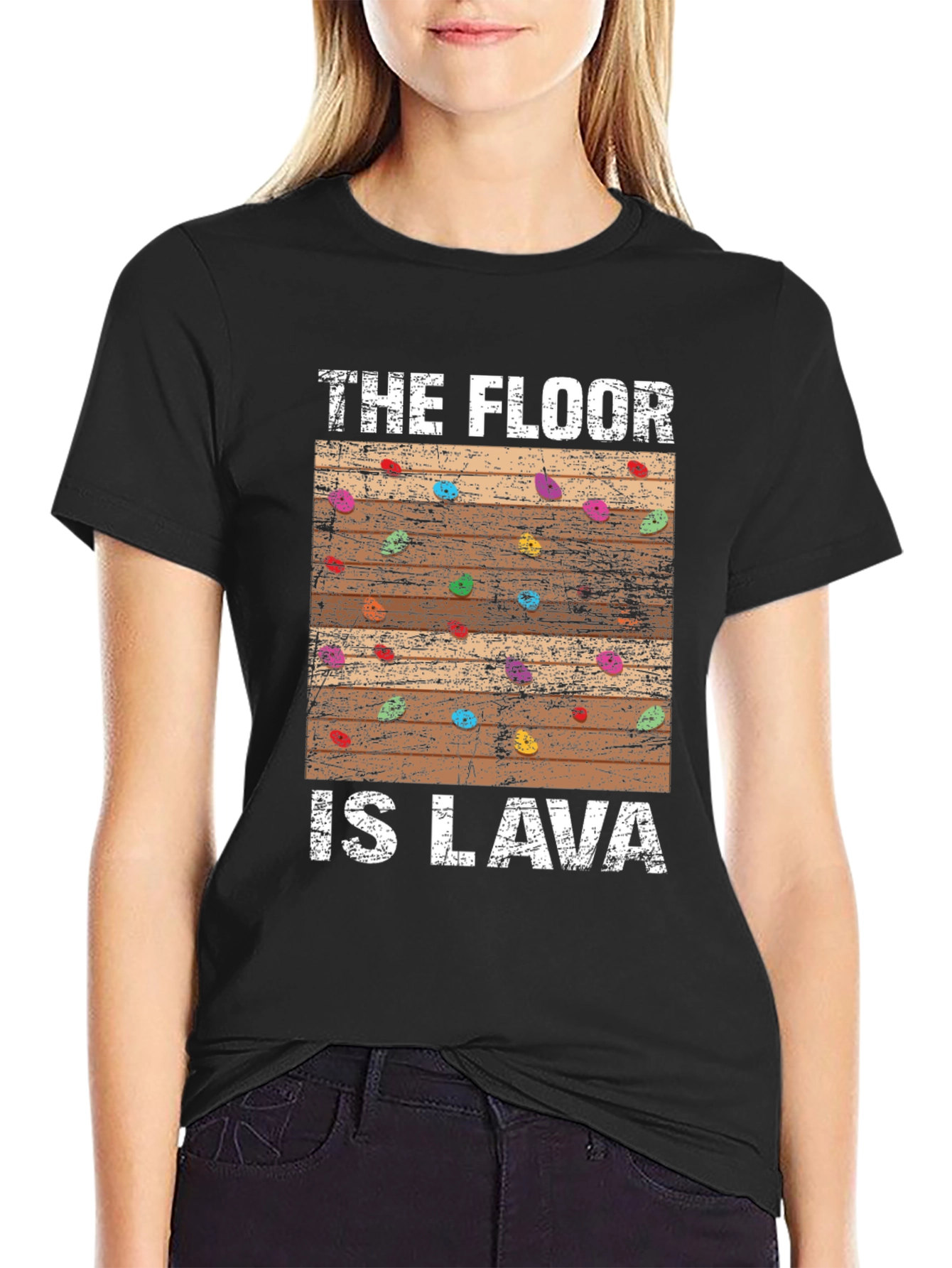 Black The Floor is Lava Graphic Tee view 2