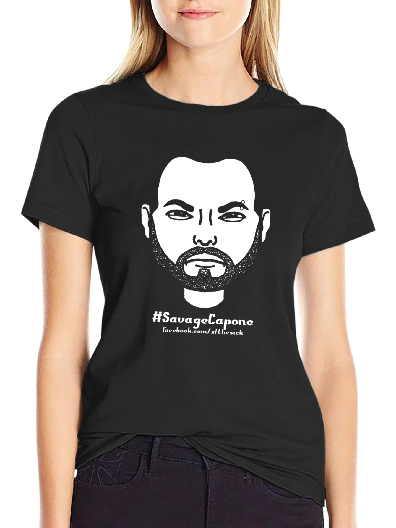 Black Savage Capone Graphic T-Shirt - Black Cotton Tee view 2