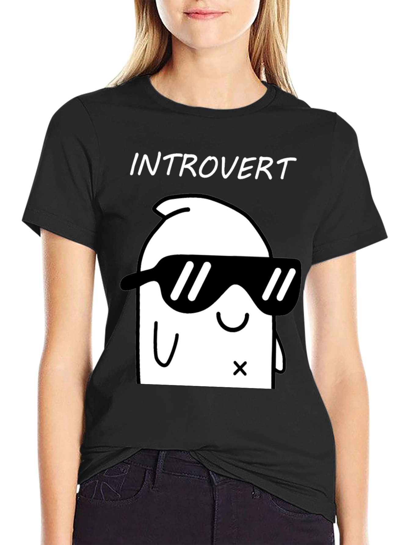 Black Introvert Graphic T-Shirt - Cool & Comfy Black Tee view 2